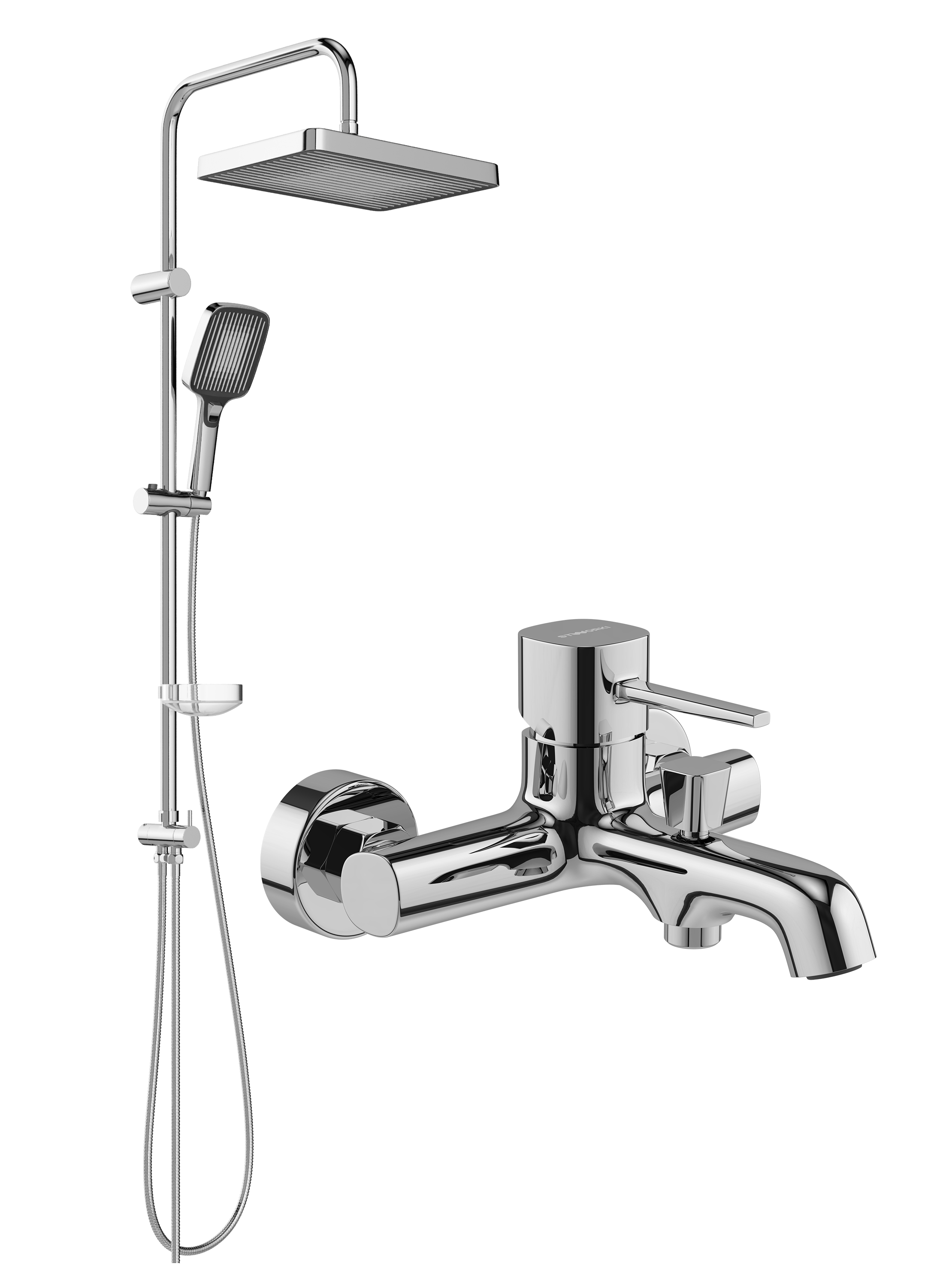 Душевой комплект Смеситель STWORKI Эстерсунд S31100CR хром + Стойка Берген S21180CR