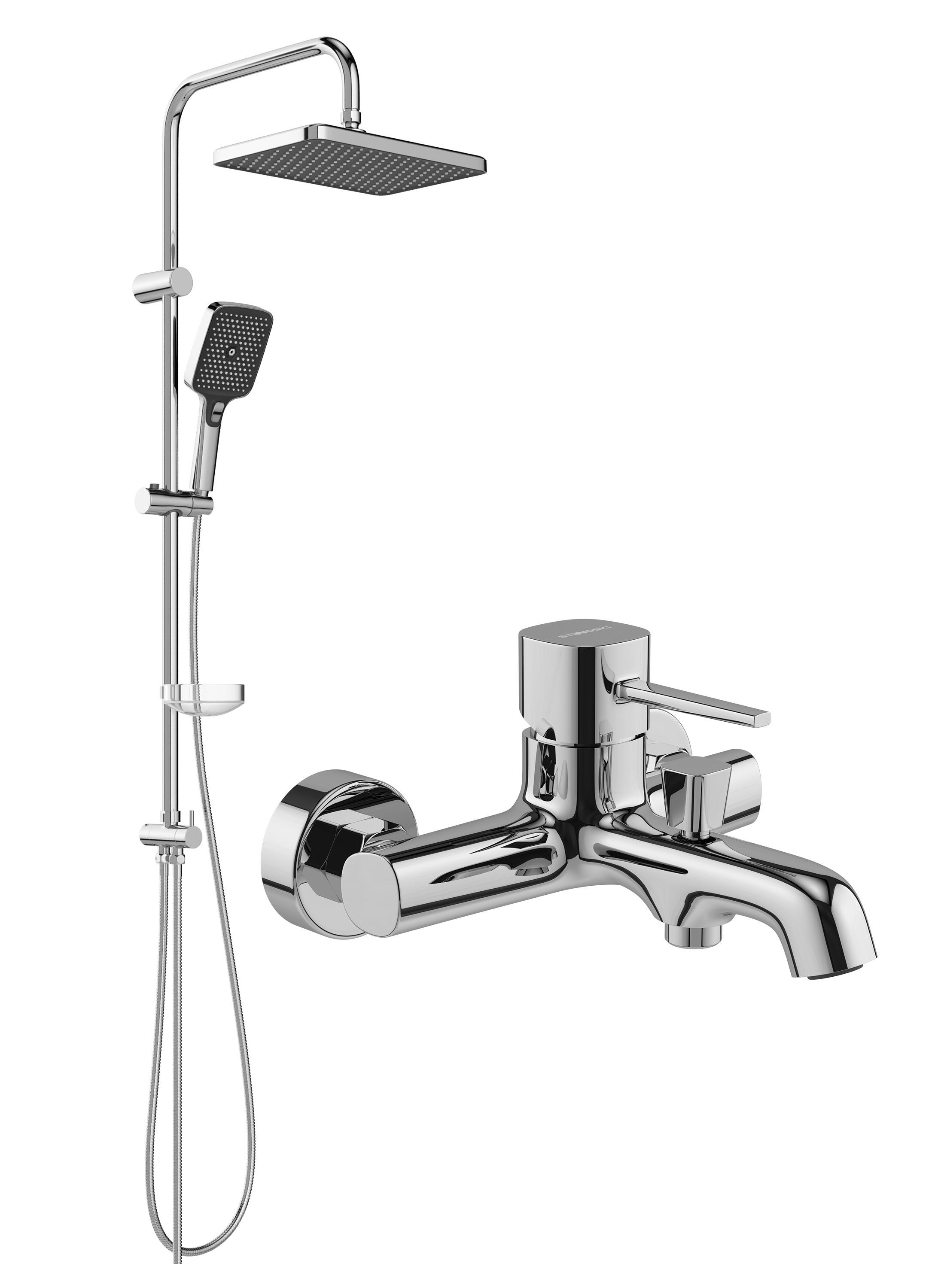 Душевой комплект Смеситель STWORKI Эстерсунд S31100CR хром + Стойка Вестерос S26180CR