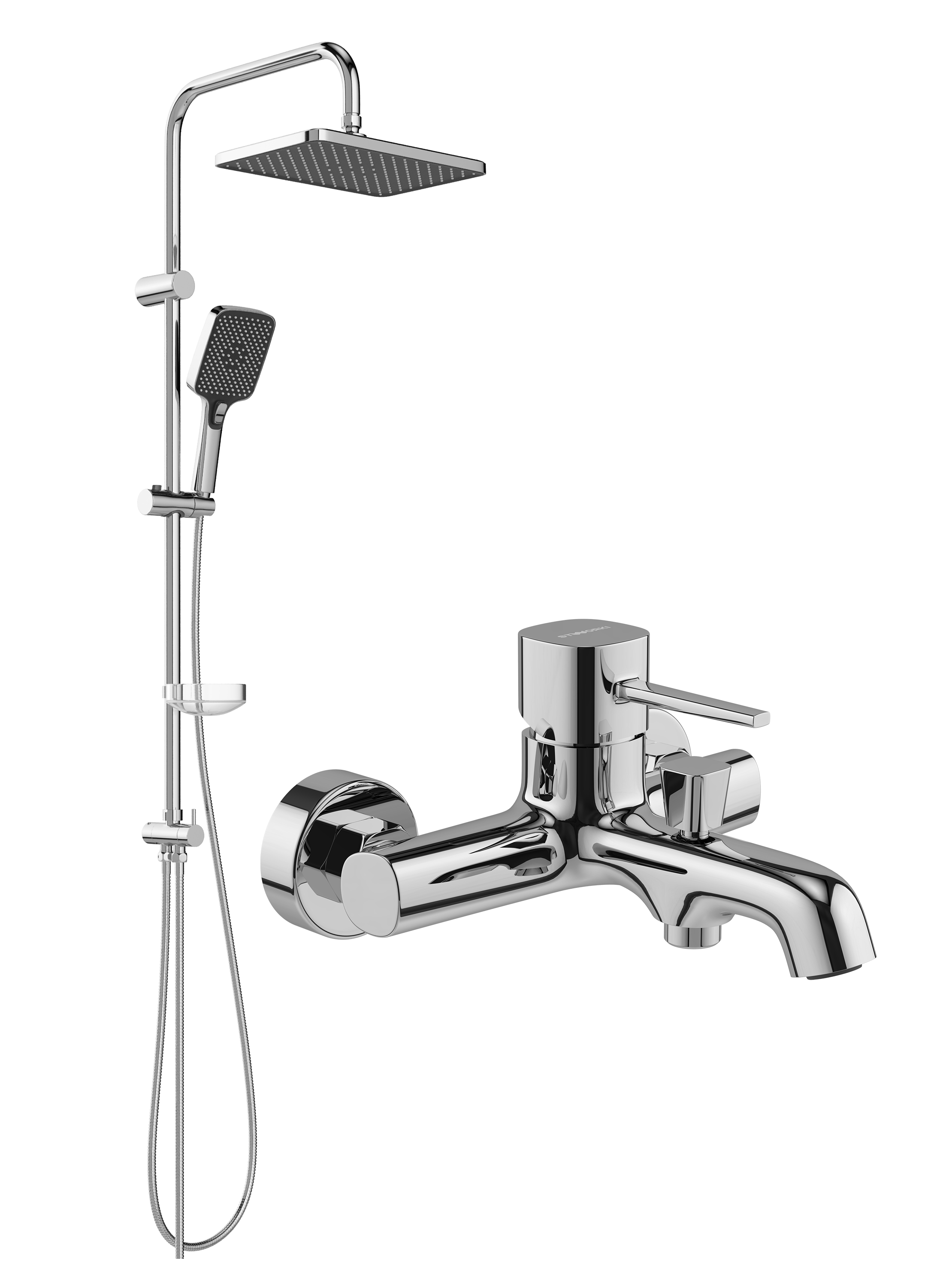 Душевой комплект Смеситель STWORKI Эстерсунд S31100CR хром + Стойка Колдинг S32180CR