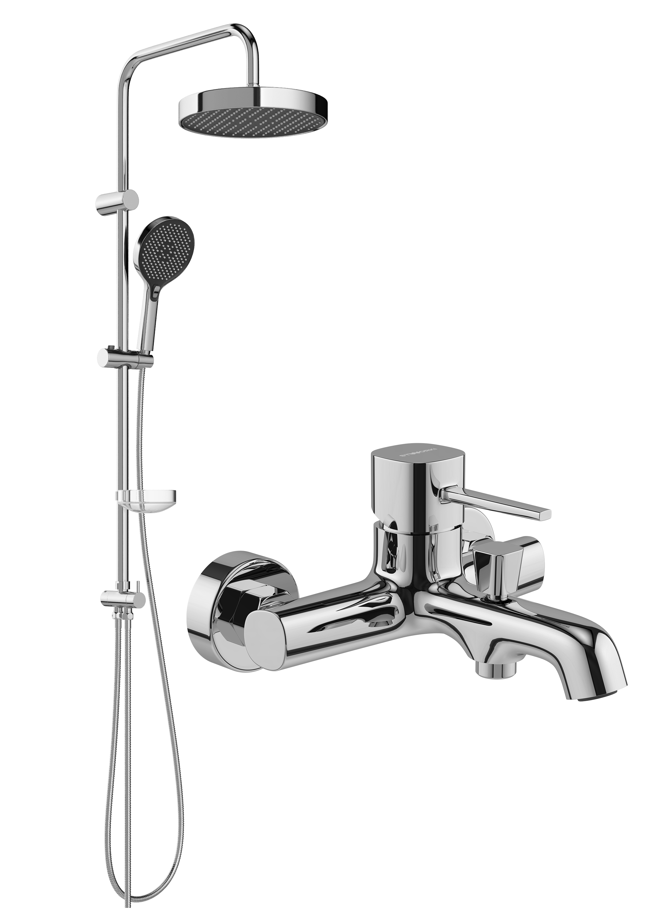 Душевой комплект Смеситель STWORKI Эстерсунд S31100CR хром + Стойка Молде S23180CR
