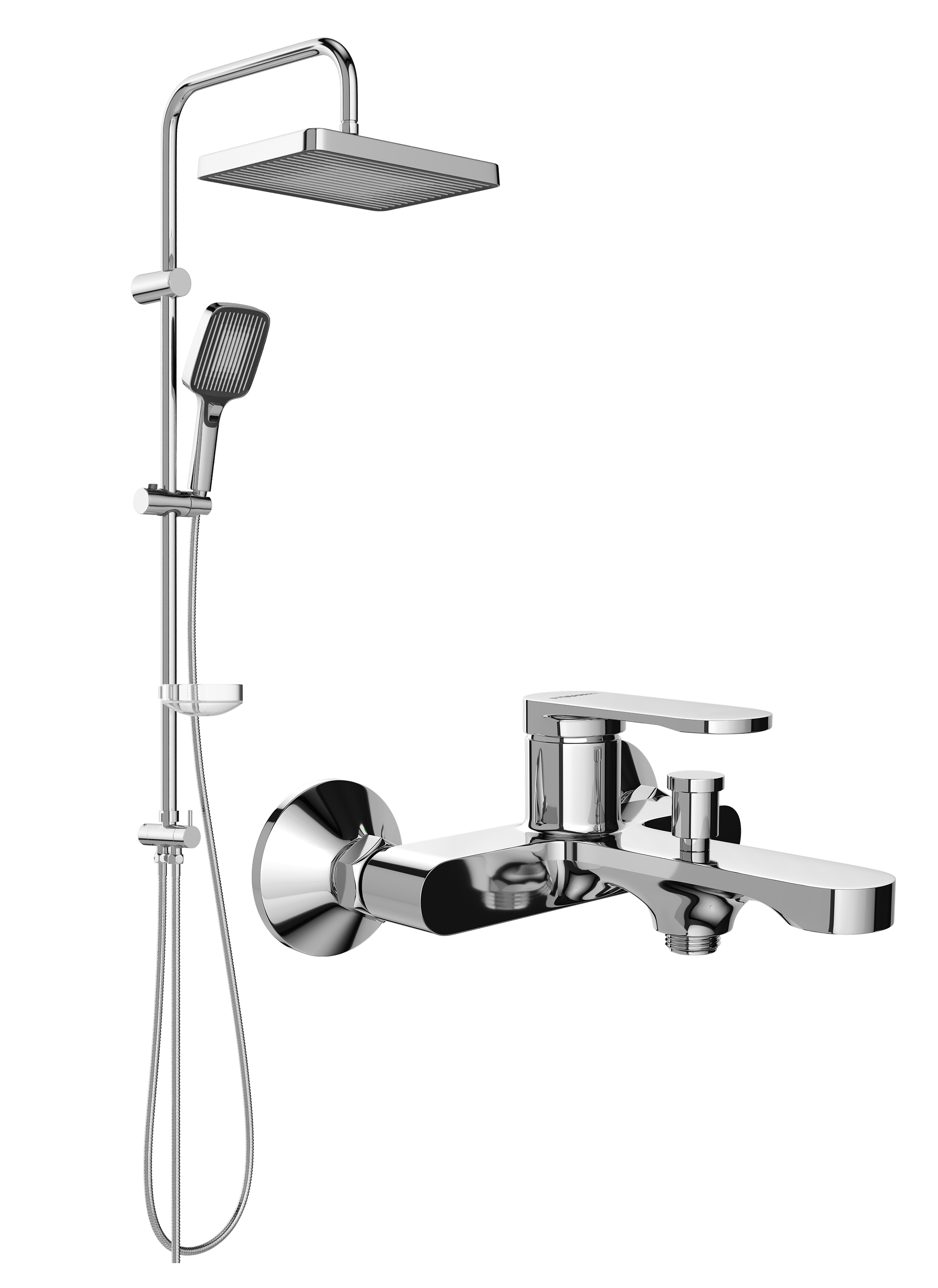 Душевой комплект Смеситель STWORKI Ноттвиль S34100CR хром + Стойка Берген S21180CR