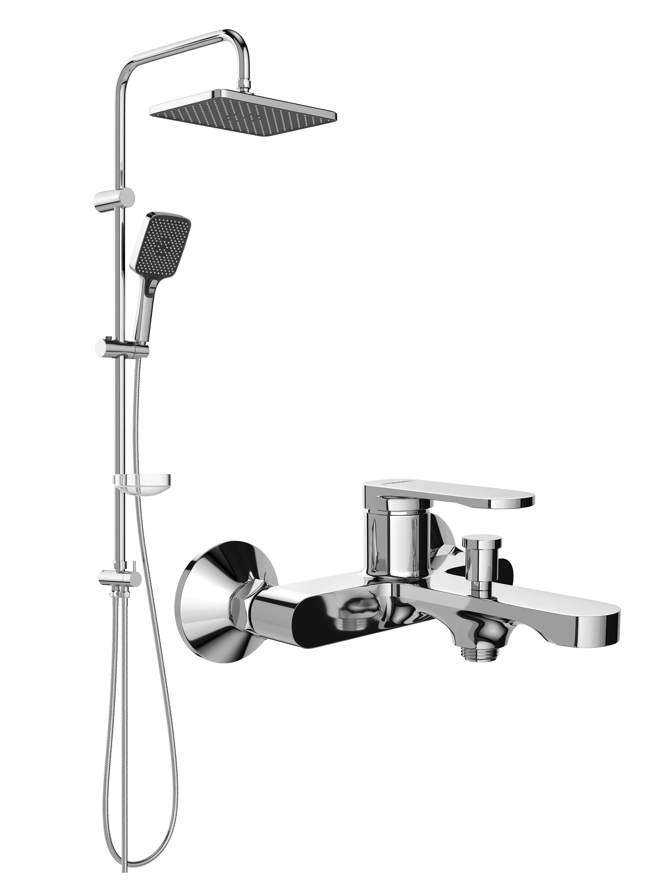 Душевой комплект Смеситель STWORKI Ноттвиль S34100CR хром + Стойка Колдинг S32180CR
