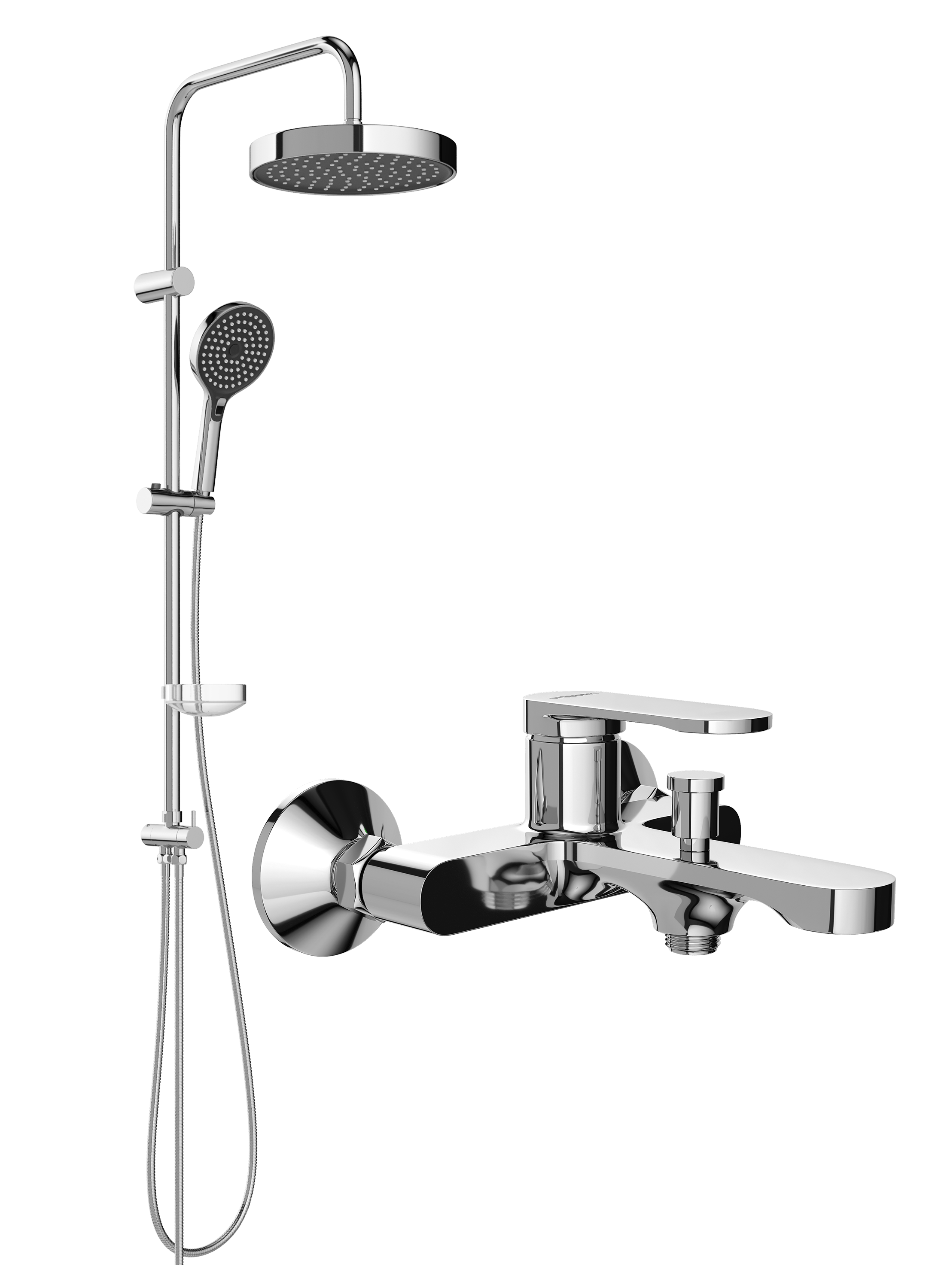 Душевой комплект Смеситель STWORKI Ноттвиль S34100CR хром + Стойка Хельсингборг S18180CR