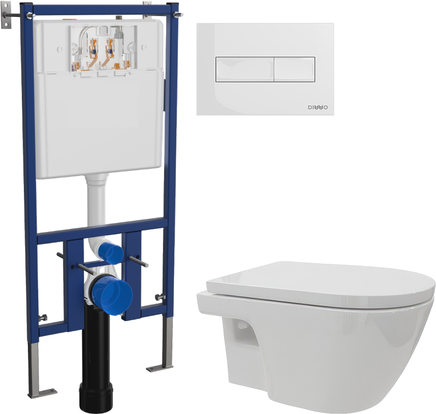 Комплект Унитаз подвесной DIWO Углич 0710 + Инсталляция 4501 + Кнопка 7320 белая
