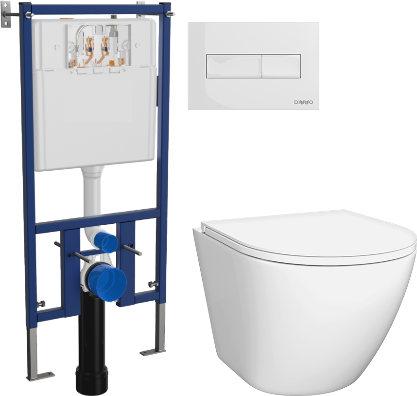 Комплект Унитаз подвесной DIWO Элиста 4412 + Инсталляция 4501 + Кнопка 7320 белая