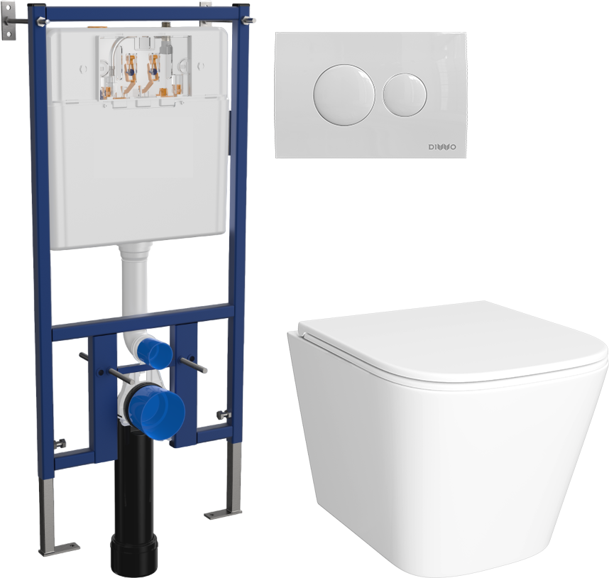 Комплект Унитаз подвесной DIWO Смоленск 5412 + Инсталляция 4501 + Кнопка 7310 белая