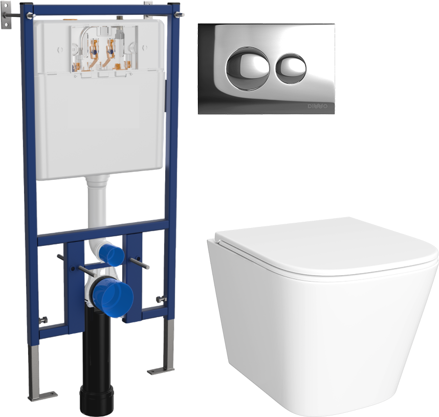 Комплект Унитаз подвесной DIWO Смоленск 5412 + Инсталляция 4501 + Кнопка 7312 хром