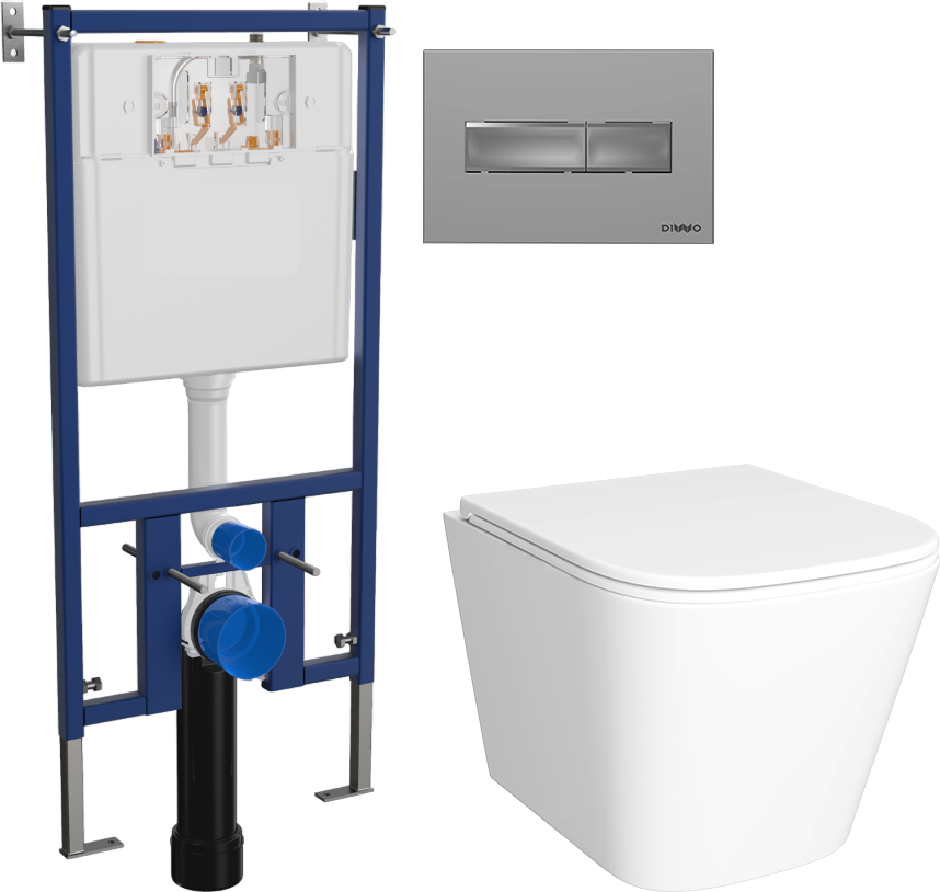 Комплект Унитаз подвесной DIWO Смоленск 5412 + Инсталляция 4501 + Кнопка 7321 хром матовый