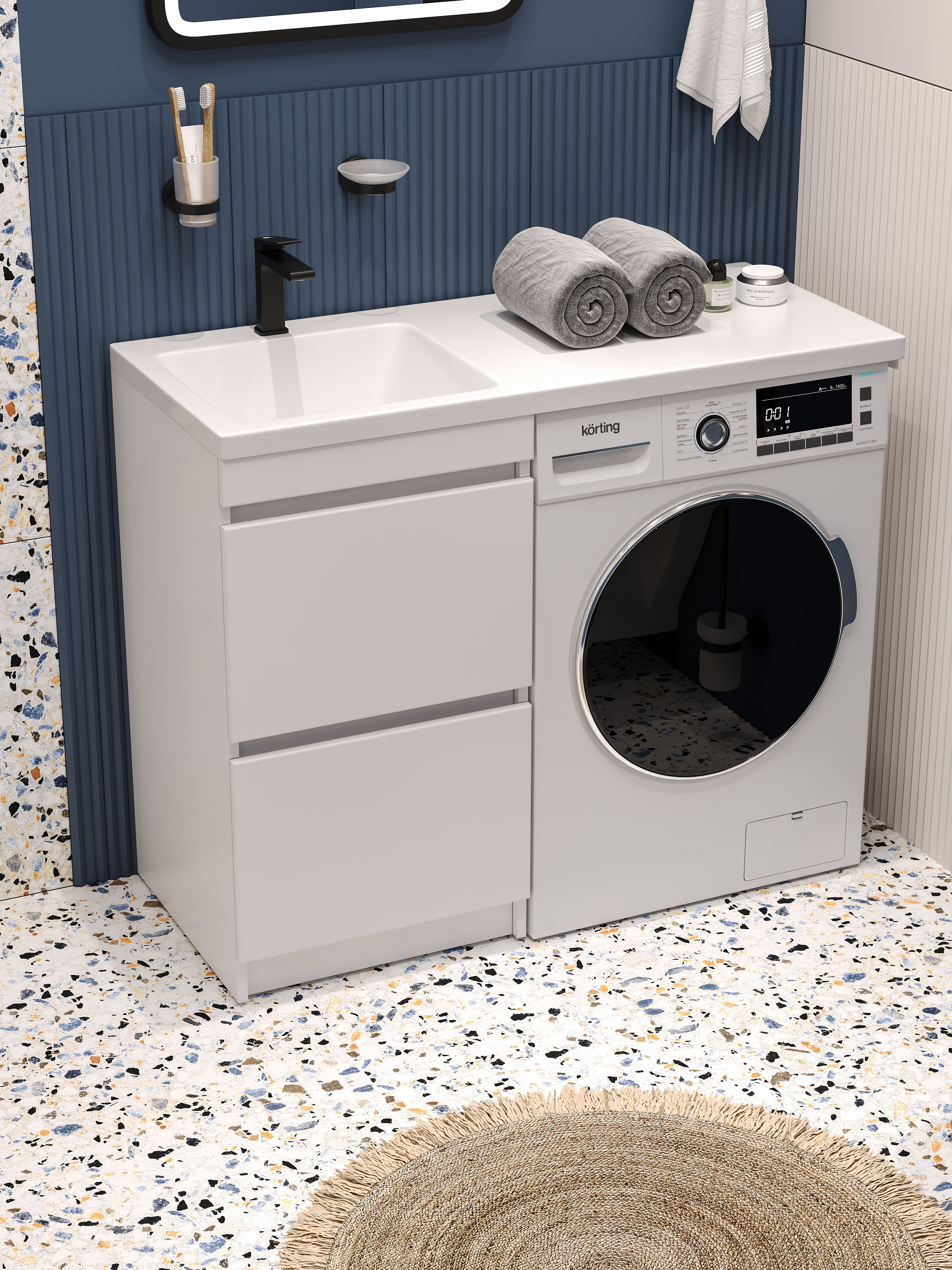 Тумба под раковину без столешницы DIWO Тольятти 50 под стиральную машину, белая