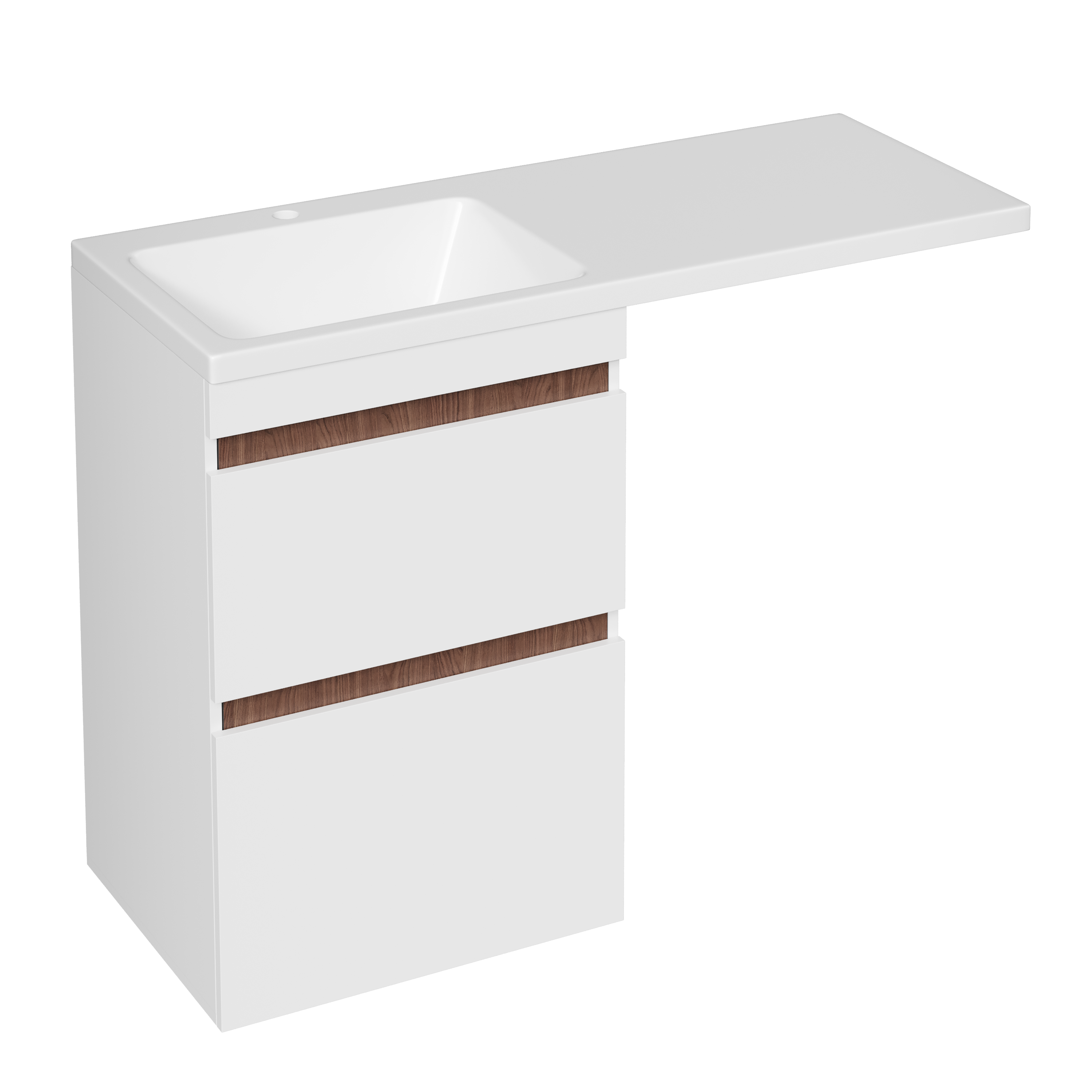 Тумба с раковиной STWORKI Мальмё 120 левая над стиральной машиной, дуб бурбон, белая