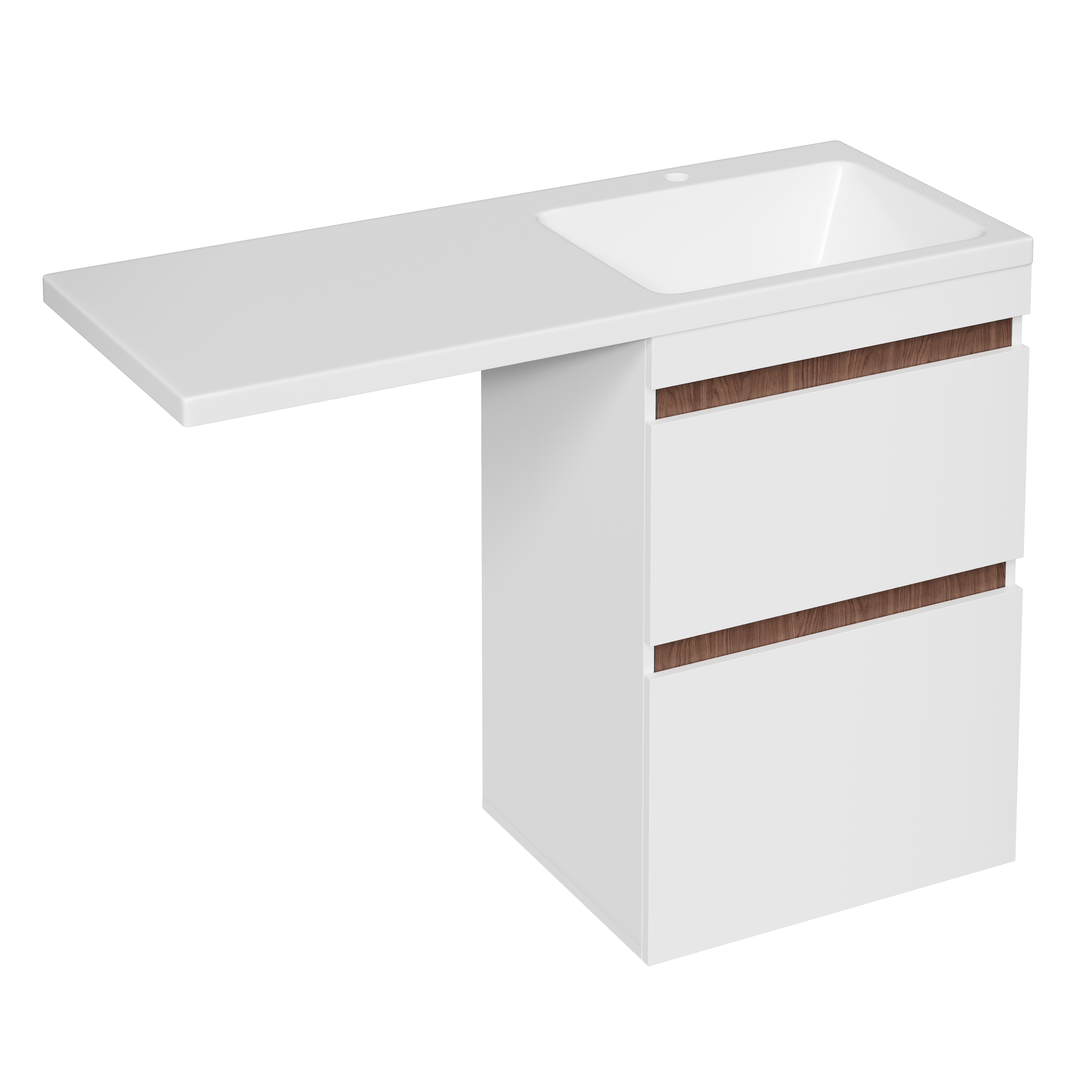 Тумба с раковиной STWORKI Мальмё 120 правая над стиральной машиной, дуб бурбон, белая
