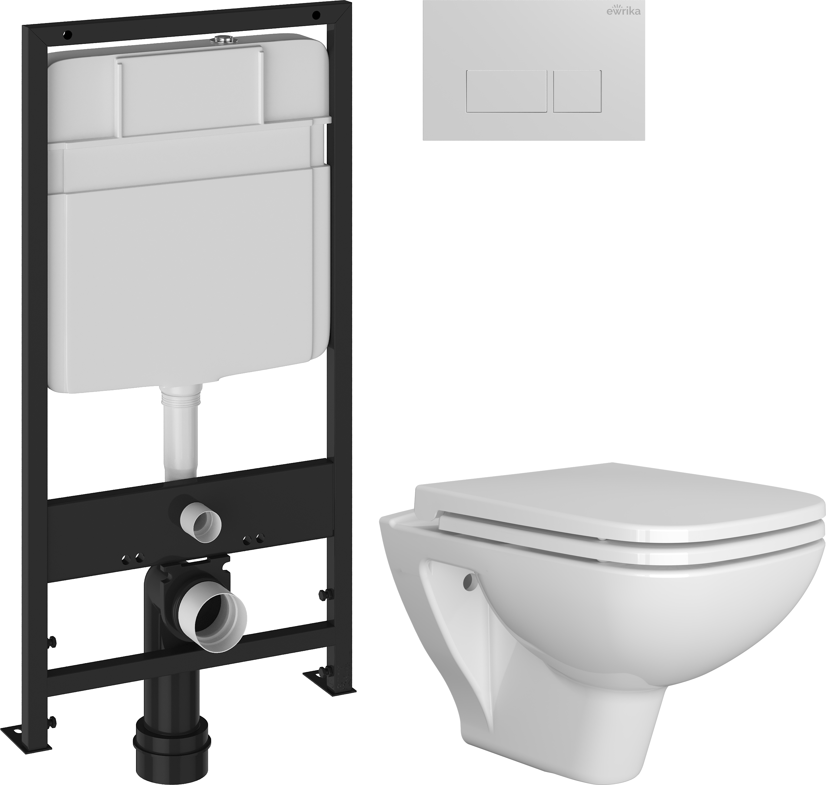 Комплект 4 в 1 Унитаз подвесной DIWO Сочи 7508N003-0079 безободковый + Сиденье Yakut 0344 быстросъемное, с микролифтом + Инсталляция EWRIKA ProLT 0026-2020 + Кнопка 0042 цвет белый