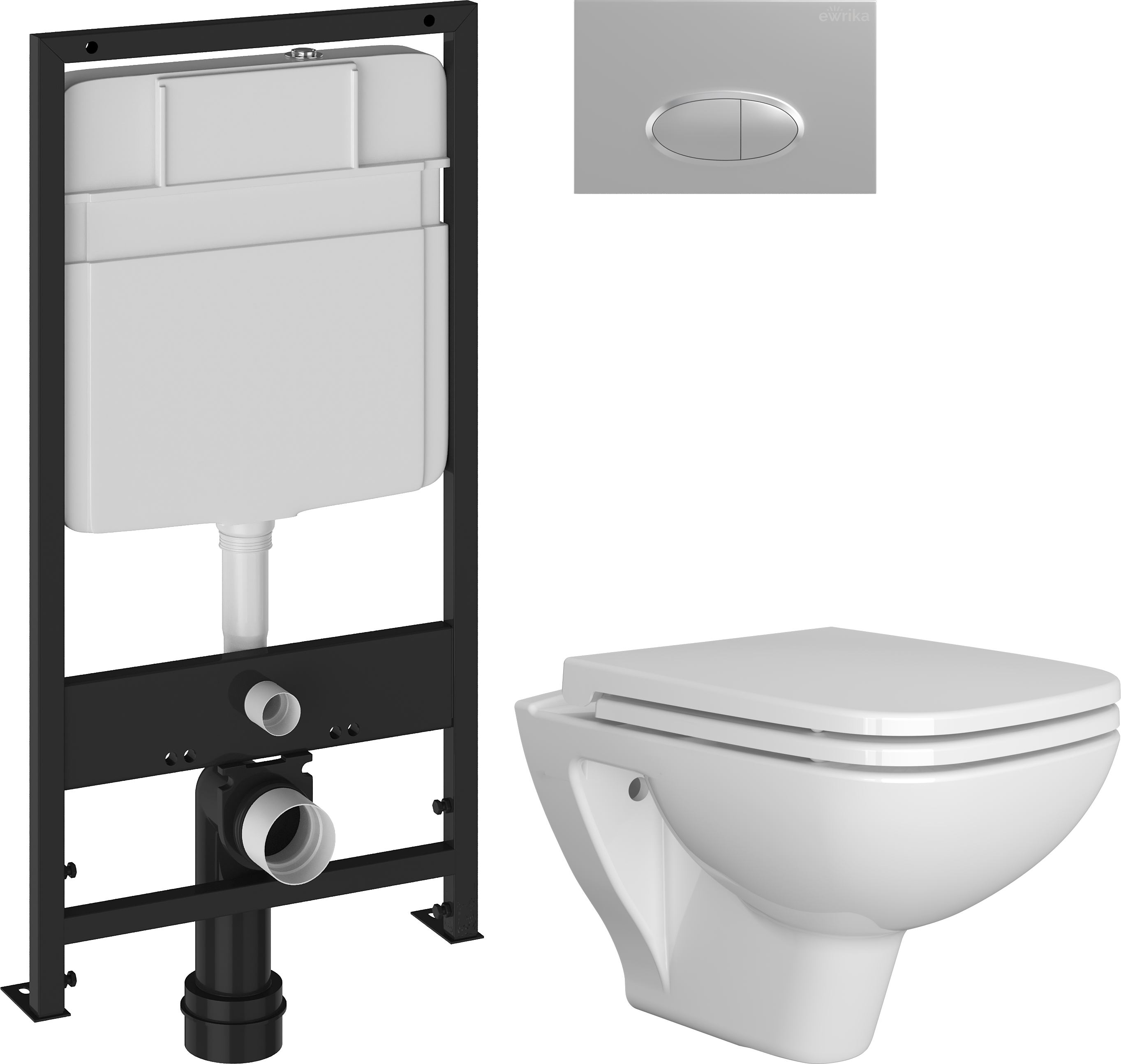 Комплект 4 в 1 Унитаз подвесной DIWO Сочи 7508N003-0079 безободковый + Сиденье Yakut 0344 быстросъемное, с микролифтом + Инсталляция EWRIKA ProLT 0026-2020 + Кнопка 0050 цвет матовый хром