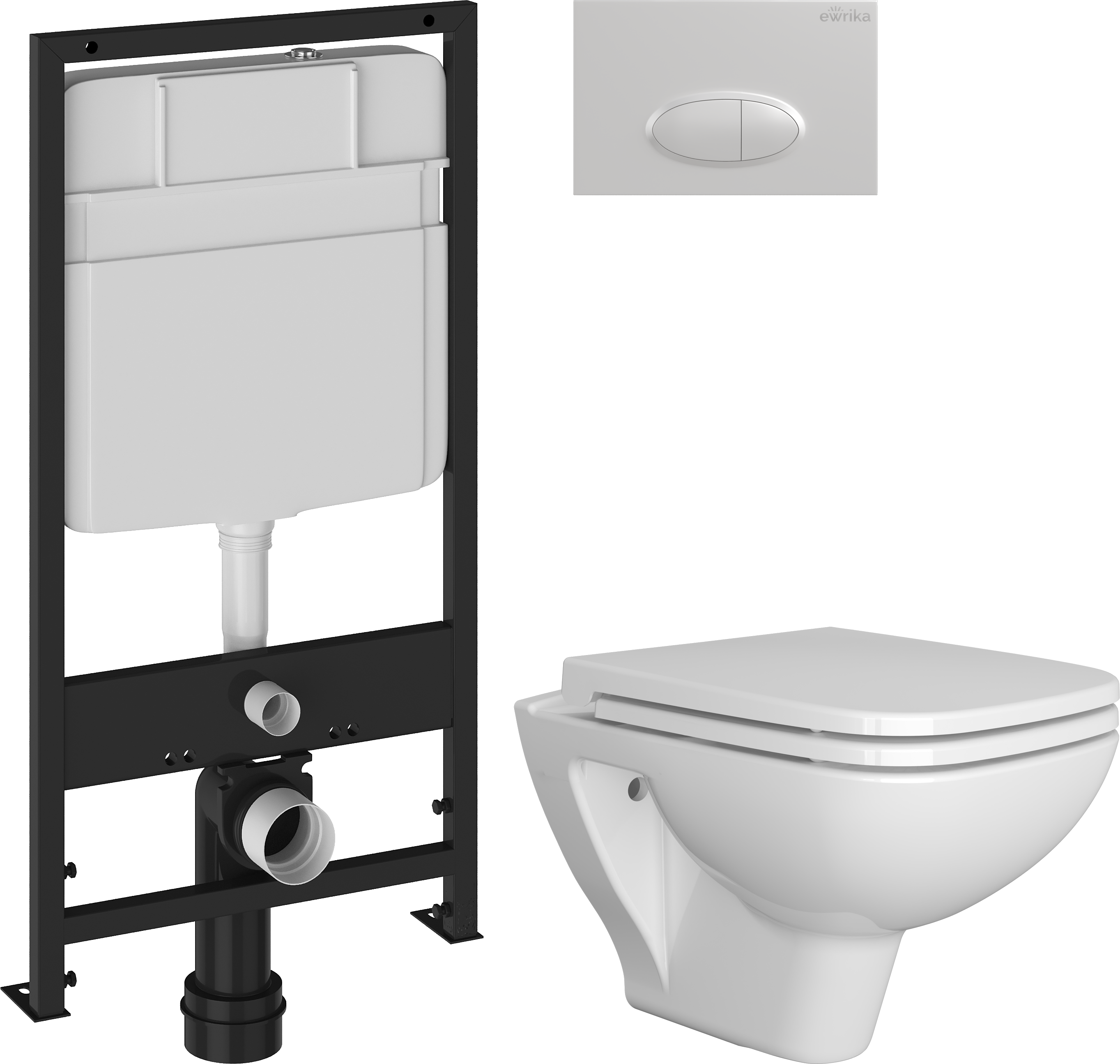 Комплект 4 в 1 Унитаз подвесной DIWO Сочи 7508N003-0079 безободковый + Сиденье Yakut 0344 быстросъемное, с микролифтом + Инсталляция EWRIKA ProLT 0026-2020 + Кнопка 0052 цвет белый