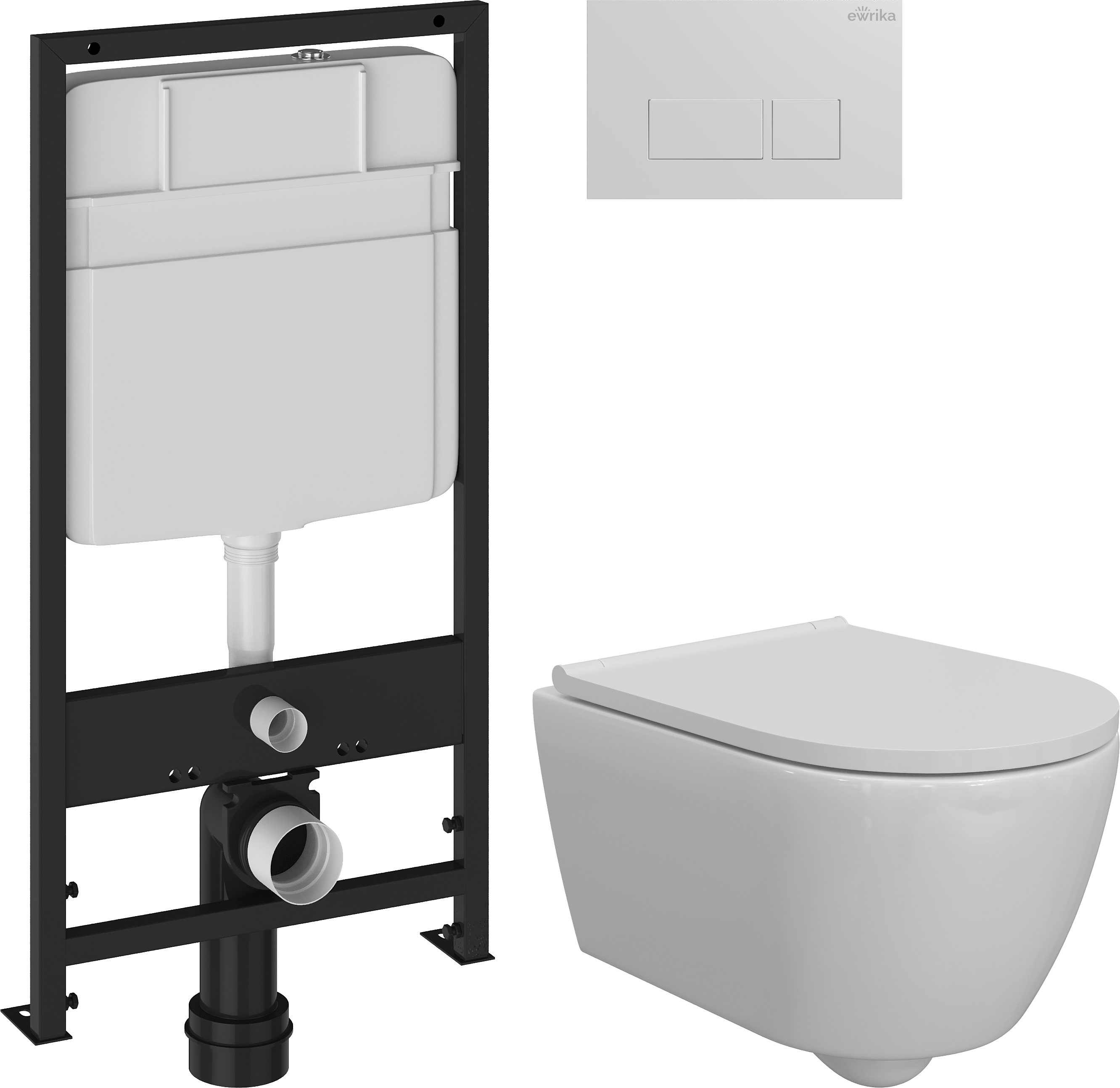 Комплект 3 в 1 Унитаз подвесной DIWO Коломна 0700 + Инсталляция EWRIKA ProLT 0026-2020 + Кнопка 0042 цвет белый