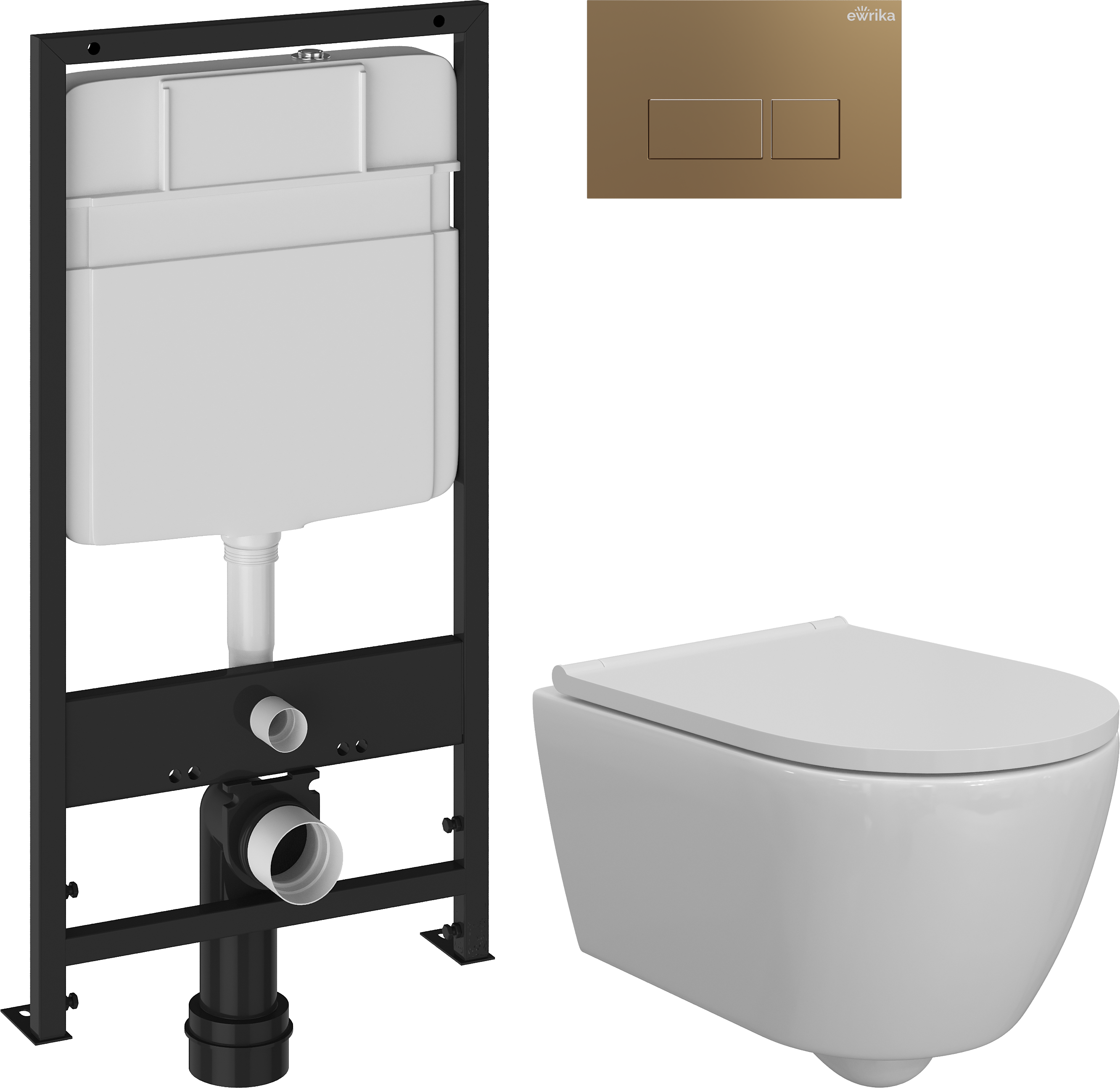 Комплект 3 в 1 Унитаз подвесной DIWO Коломна 0700 + Инсталляция EWRIKA ProLT 0026-2020 + Кнопка 0043