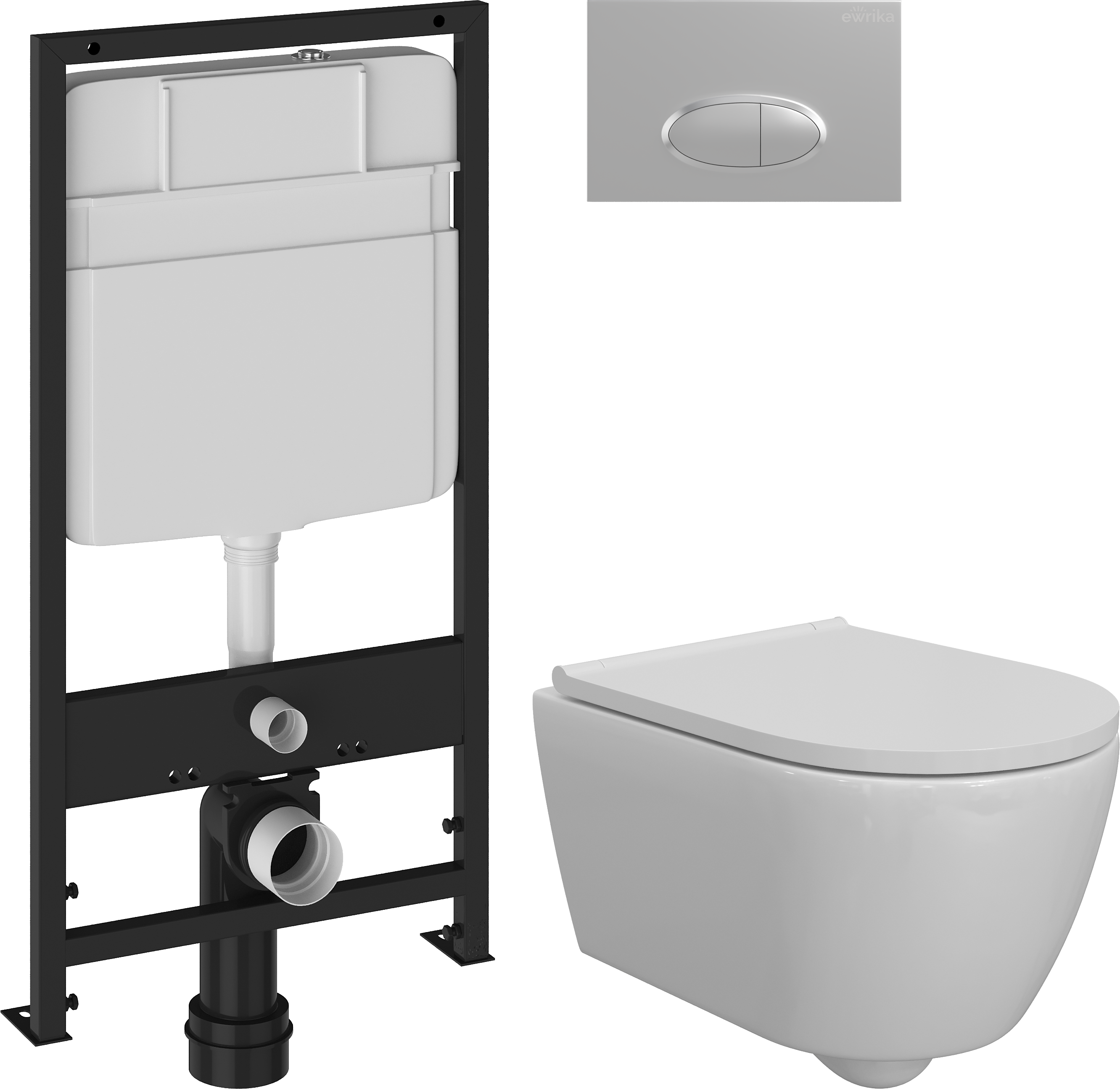 Комплект 3 в 1 Унитаз подвесной DIWO Коломна 0700 + Инсталляция EWRIKA ProLT 0026-2020 + Кнопка 0050 цвет матовый хром