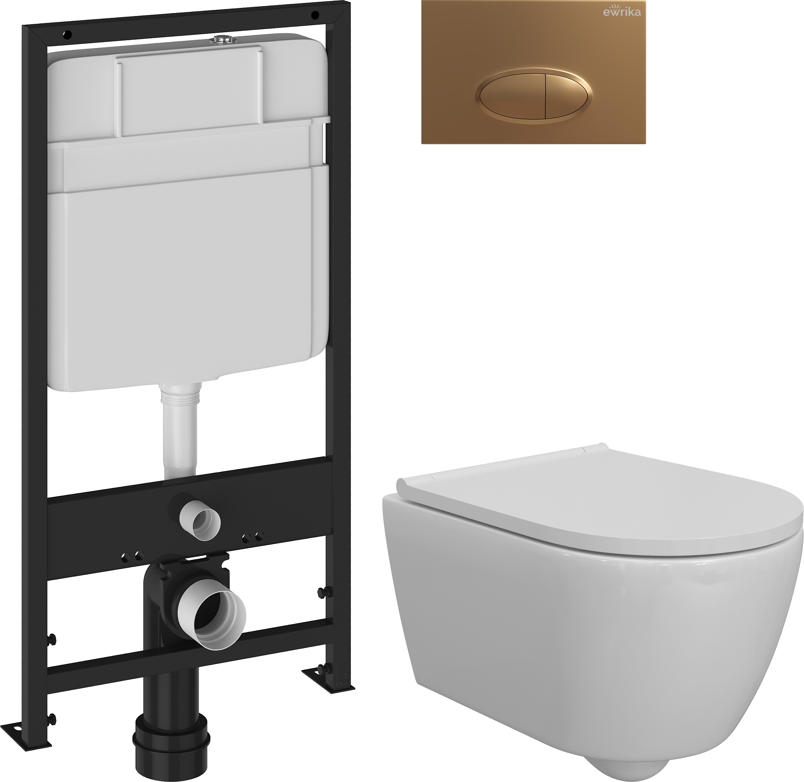 Комплект 3 в 1 Унитаз подвесной DIWO Коломна 0700 + Инсталляция EWRIKA ProLT 0026-2020 + Кнопка 0053 цвет матовое золото