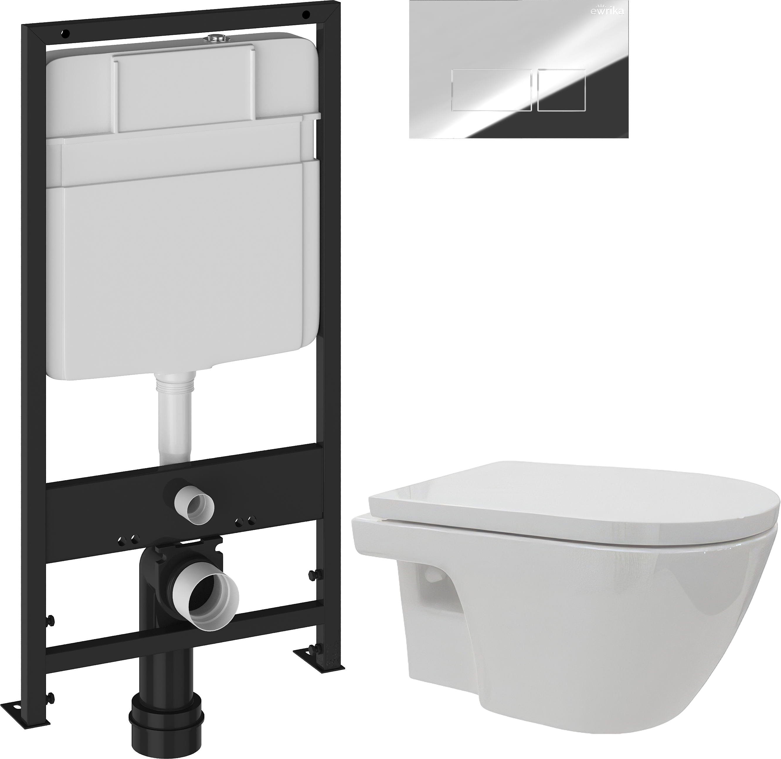 Комплект Унитаз подвесной DIWO Углич 0710 + Инсталляция EWRIKA ProLT 0026-2020 + Кнопка 0041 хром