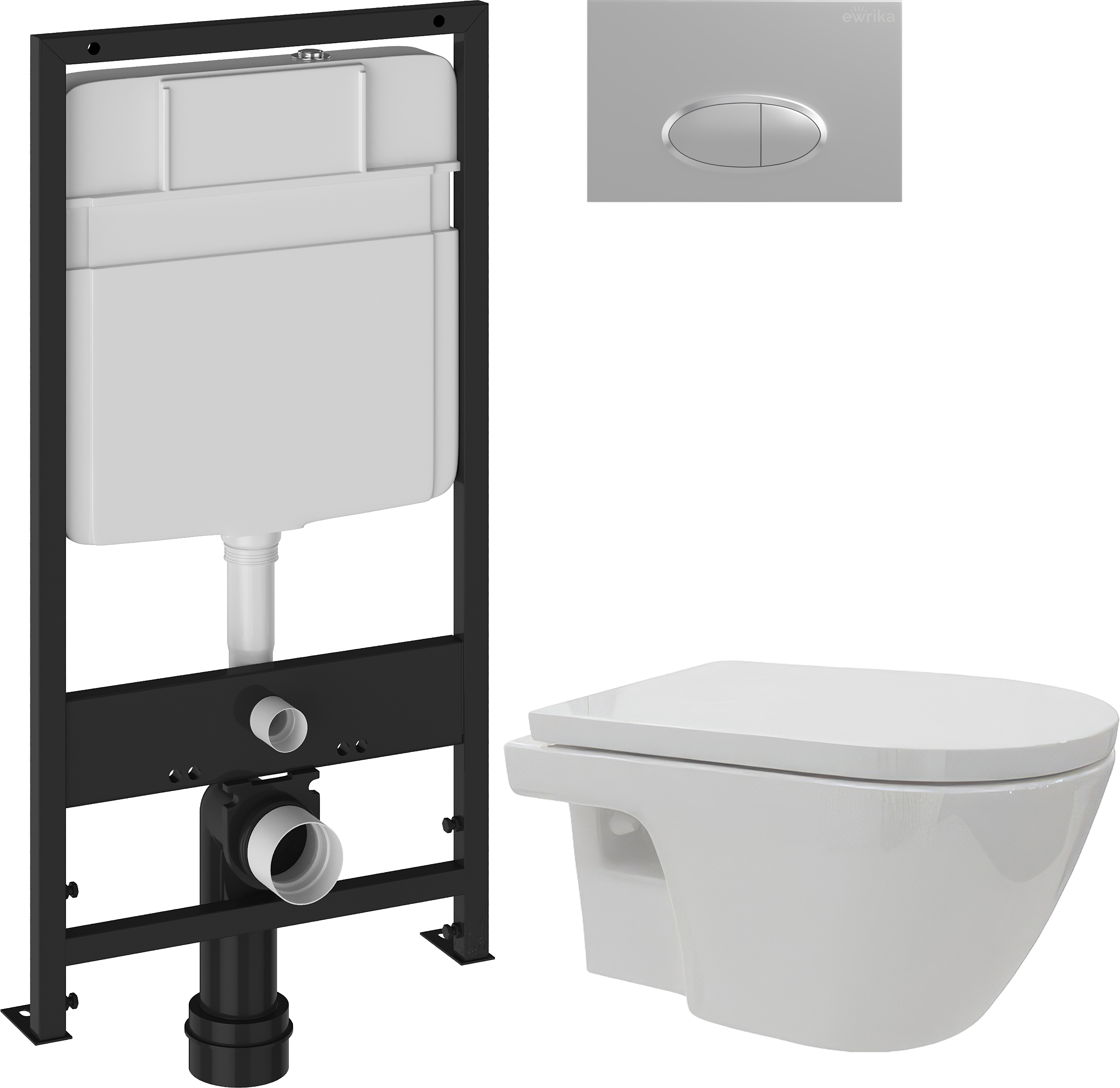 Комплект Унитаз подвесной DIWO Углич 0710 + Инсталляция EWRIKA ProLT 0026-2020 + Кнопка 0050 хром матовый