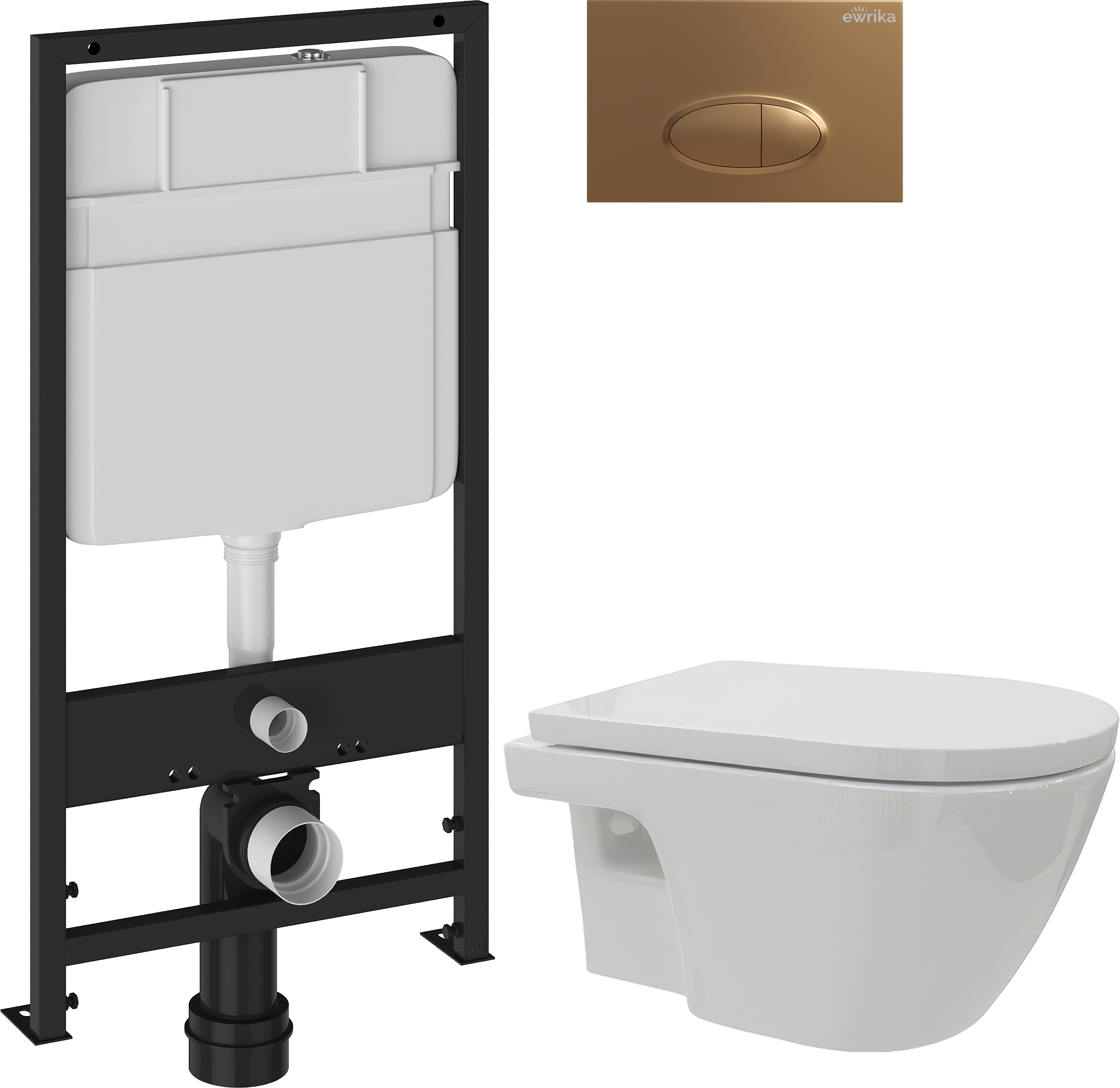 Комплект Унитаз подвесной DIWO Углич 0710 + Инсталляция EWRIKA ProLT 0026-2020 + Кнопка 0053 золото матовое