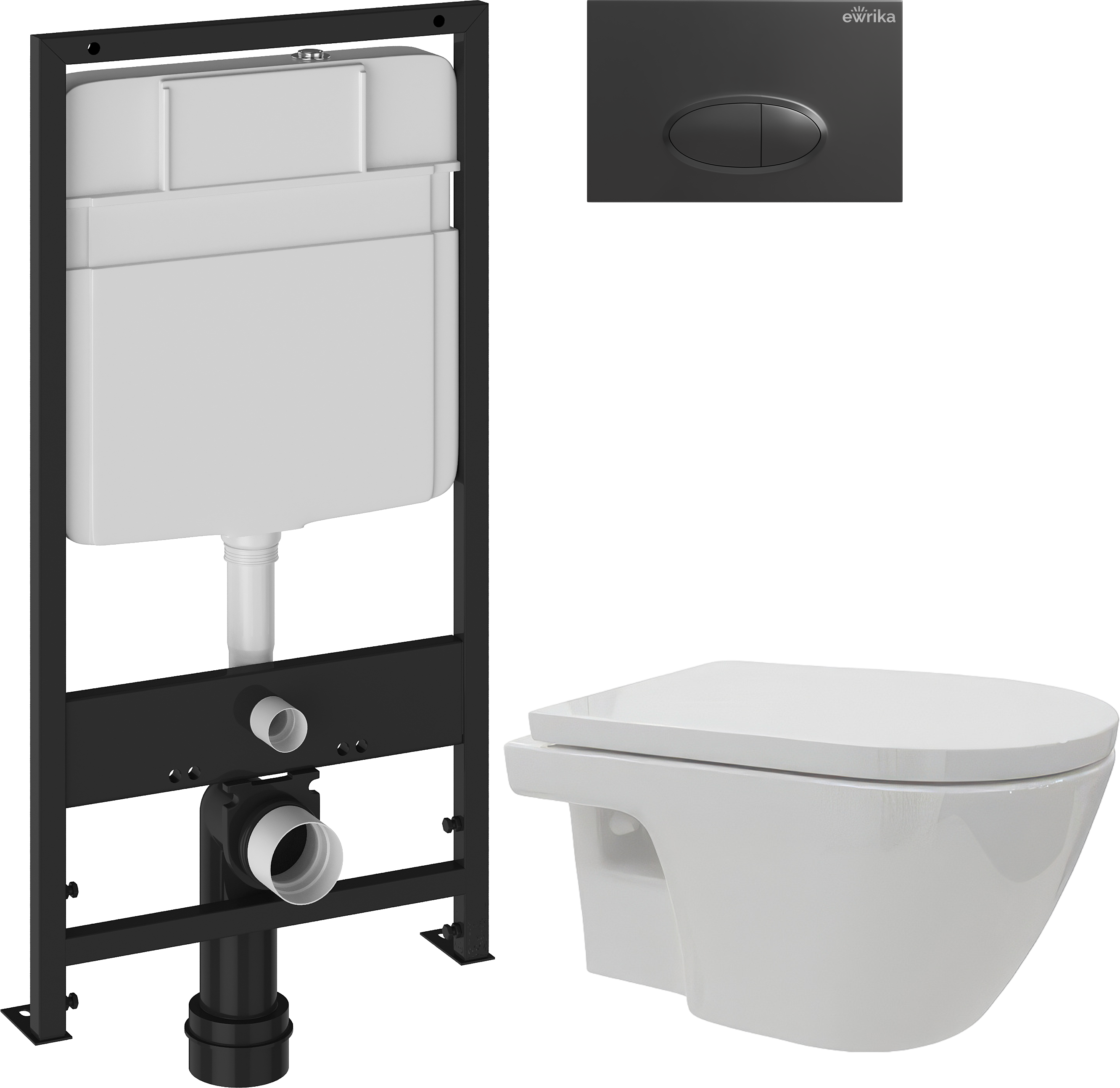 Комплект Унитаз подвесной DIWO Углич 0710 + Инсталляция EWRIKA ProLT 0026-2020 + Кнопка 0054 черная матовая