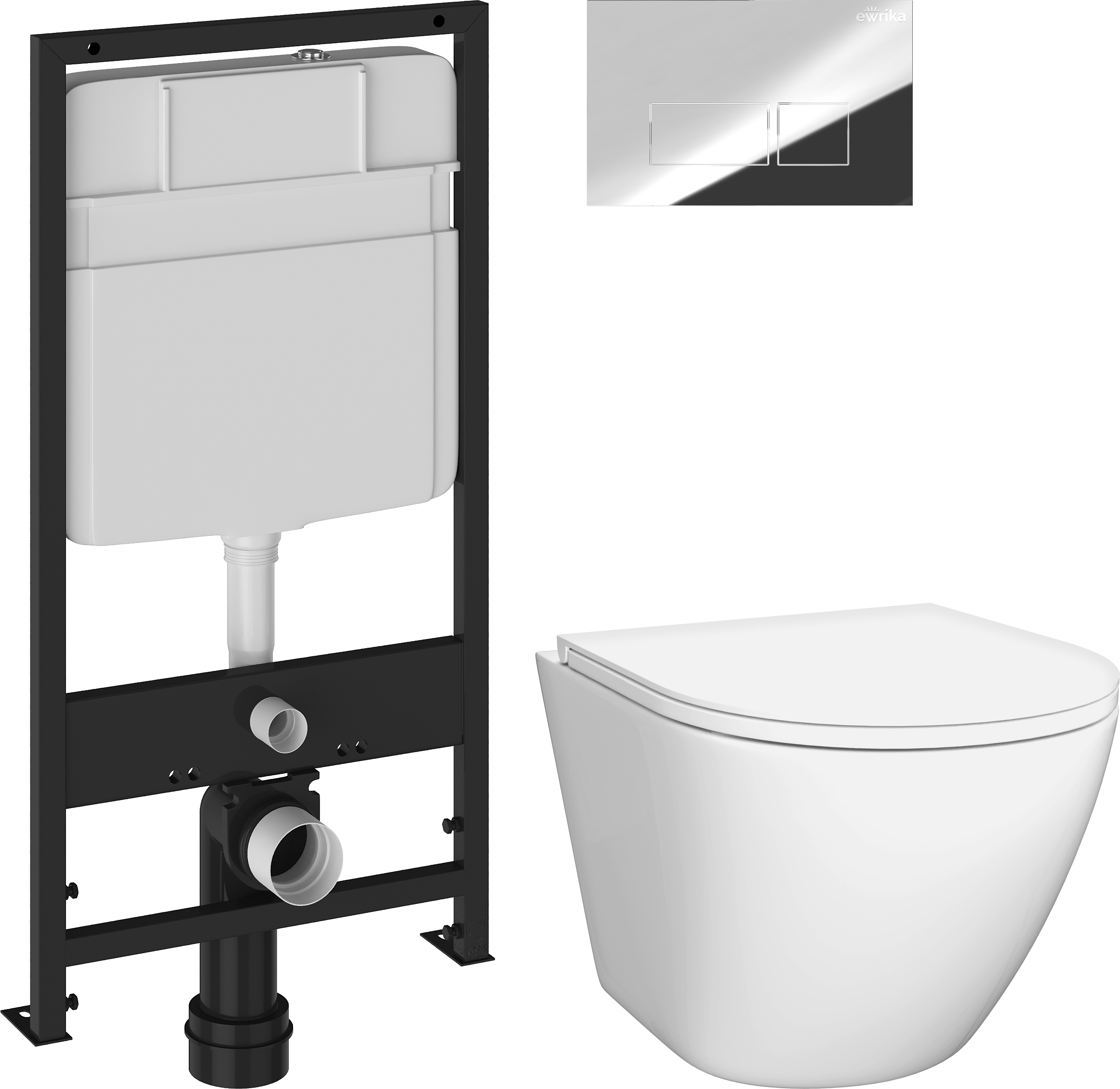 Комплект Унитаз подвесной DIWO Элиста 4412 + Инсталляция EWRIKA ProLT 0026-2020 + Кнопка 0041 хром