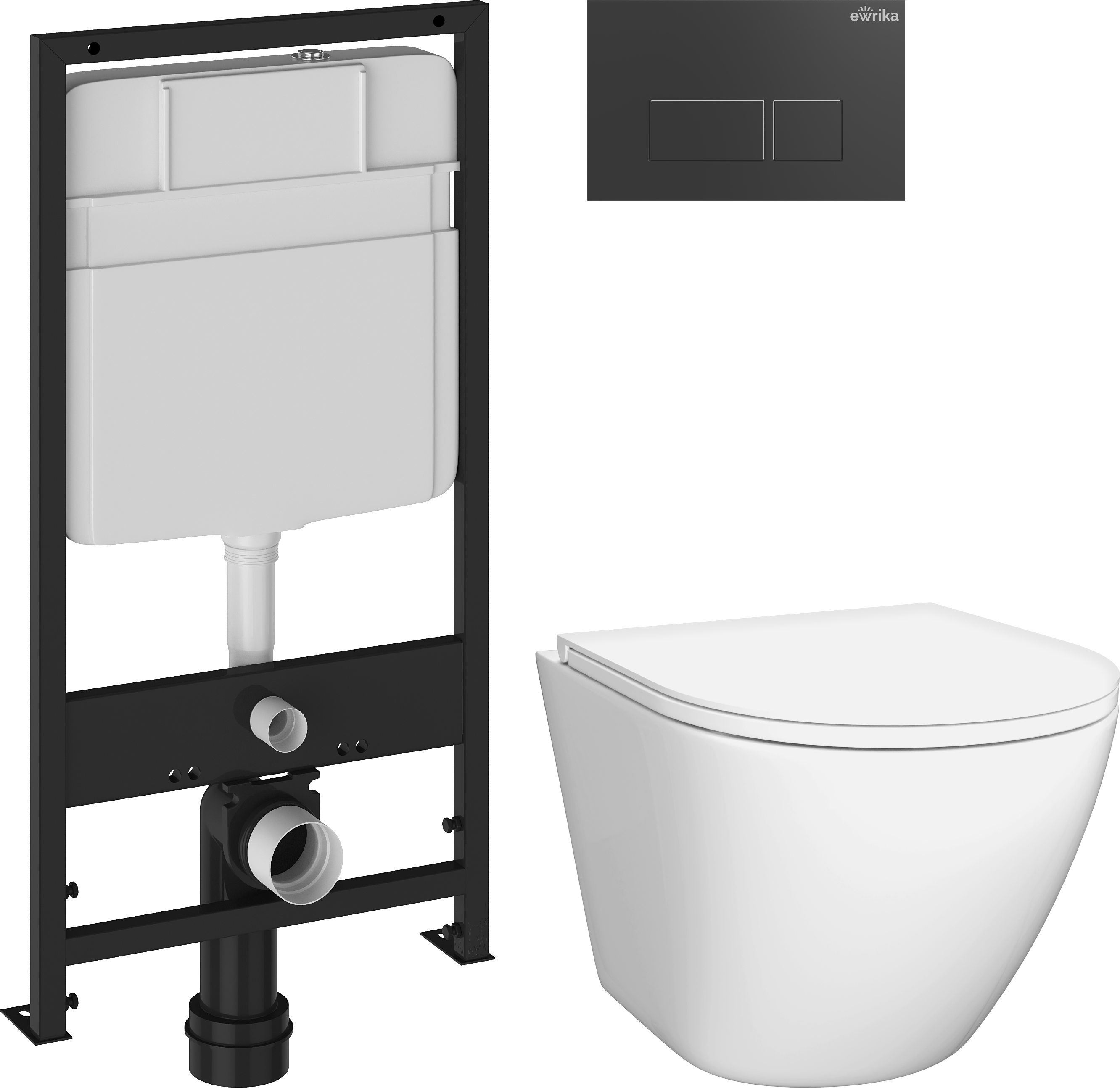 Комплект Унитаз подвесной DIWO Элиста 4412 + Инсталляция EWRIKA ProLT 0026-2020 + Кнопка 0044 черная матовая