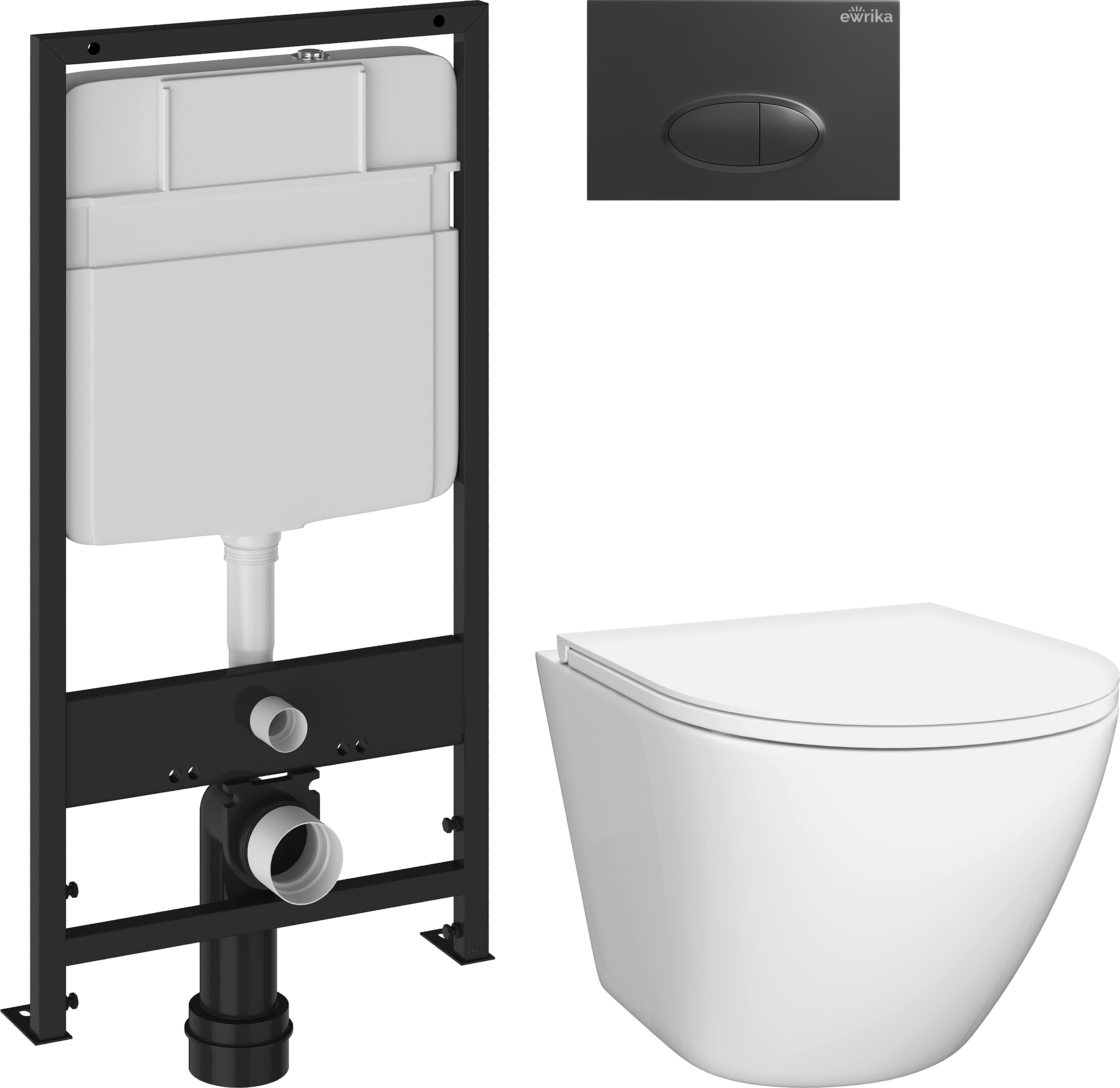 Комплект Унитаз подвесной DIWO Элиста 4412 + Инсталляция EWRIKA ProLT 0026-2020 + Кнопка 0054 черная матовая