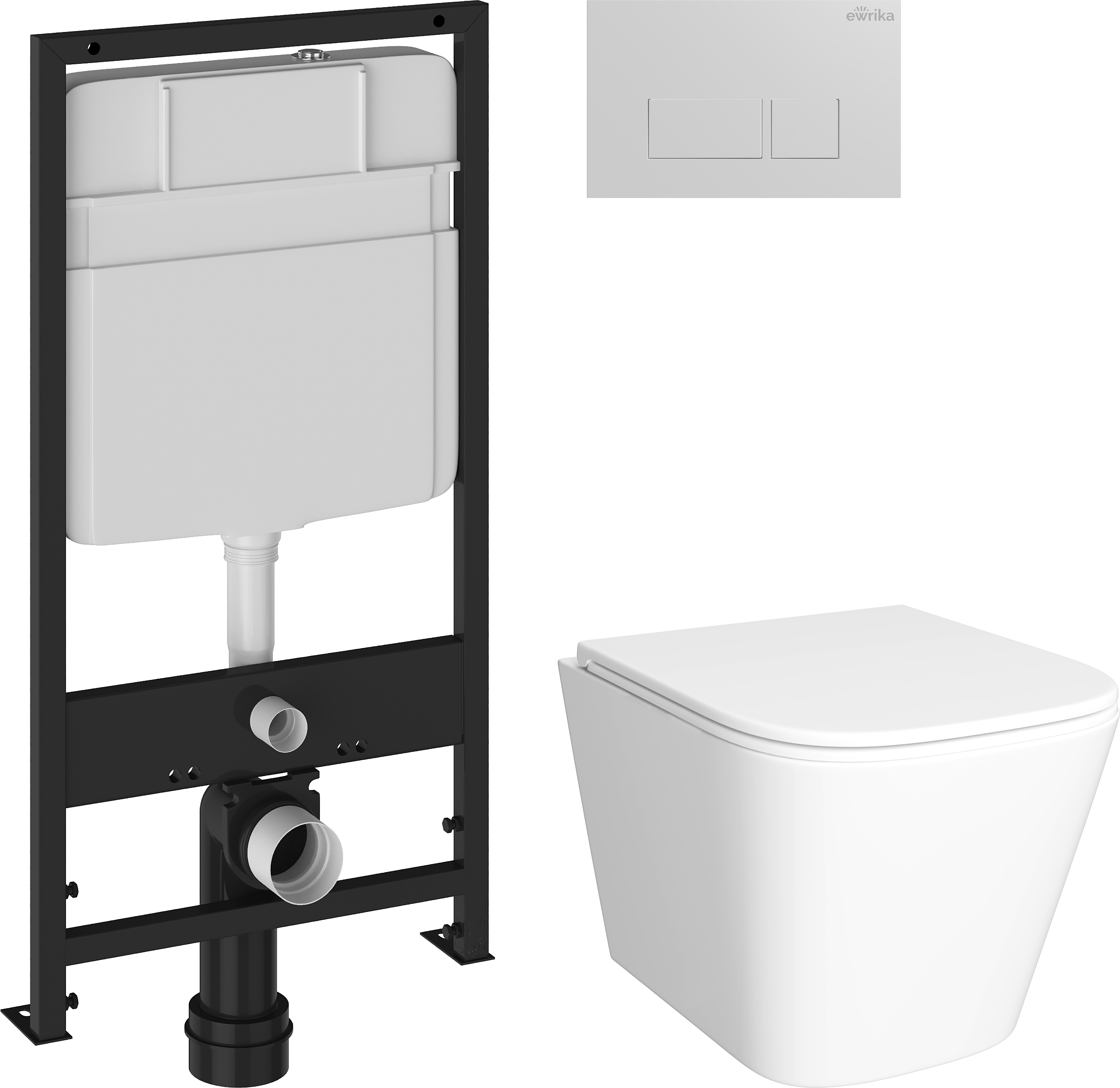 Комплект Унитаз подвесной DIWO Смоленск 5412 + Инсталляция EWRIKA ProLT 0026-2020 + Кнопка 0042 белая