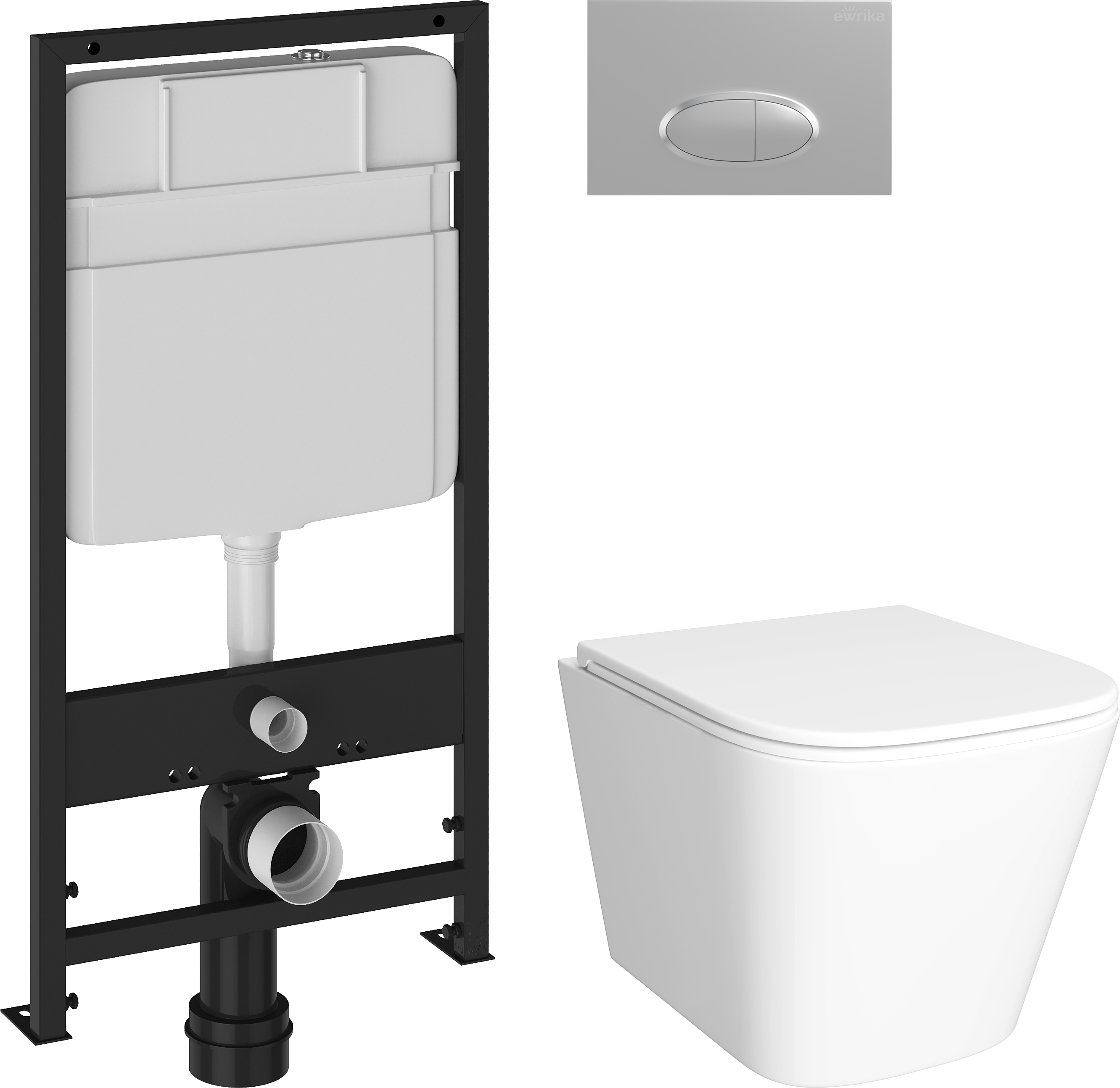 Комплект Унитаз подвесной DIWO Смоленск 5412 + Инсталляция EWRIKA ProLT 0026-2020 + Кнопка 0050 хром матовый