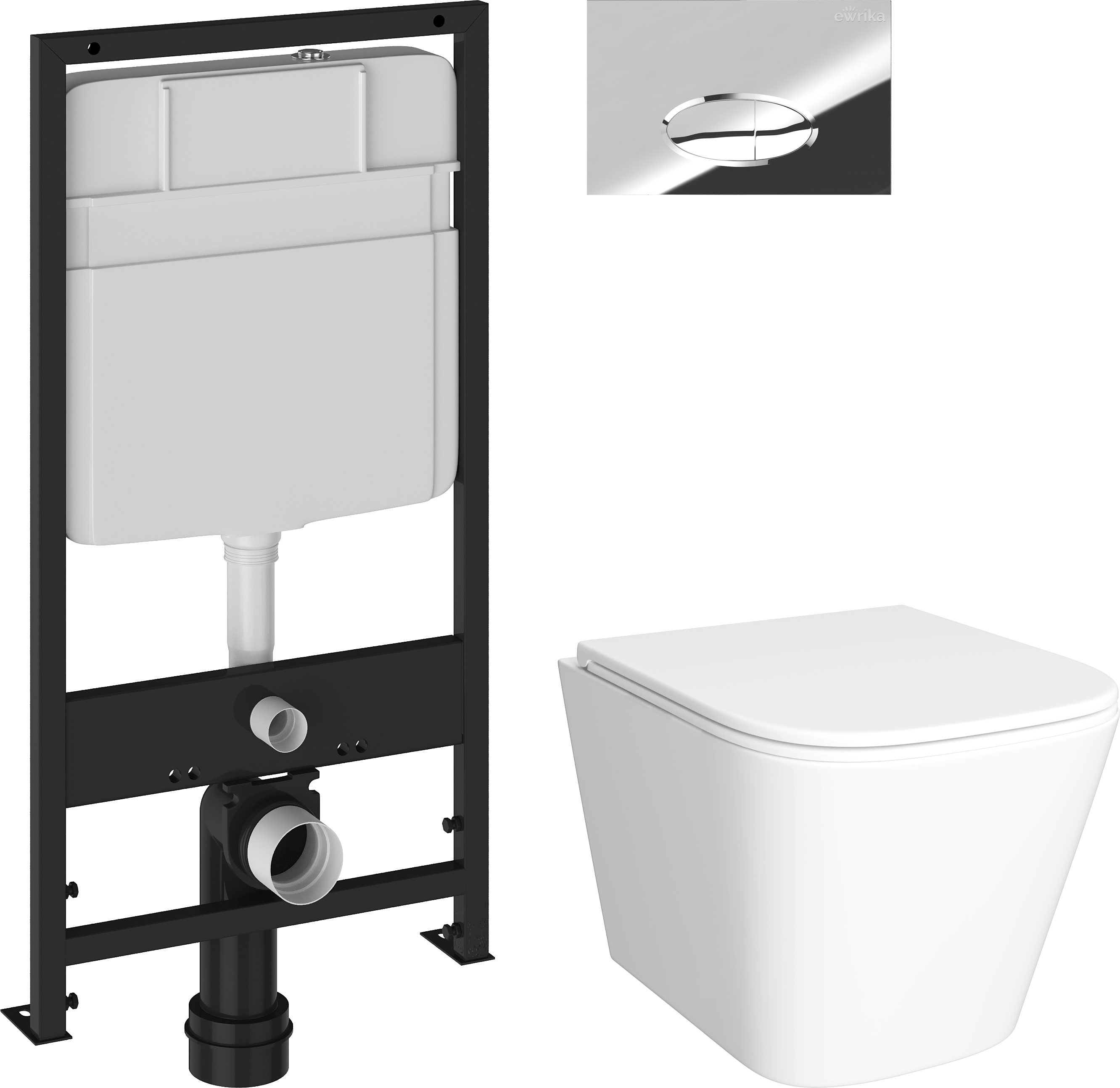 Комплект Унитаз подвесной DIWO Смоленск 5412 + Инсталляция EWRIKA ProLT 0026-2020 + Кнопка 0051 хром