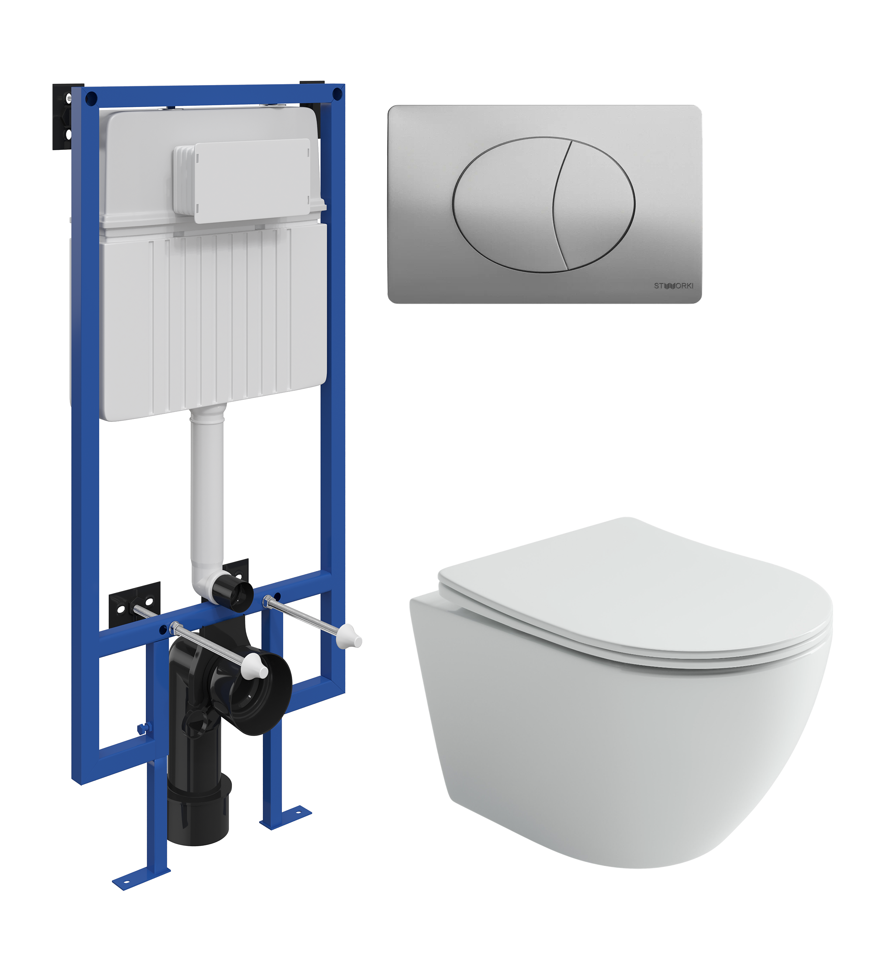 Комплект 3 в 1 Унитаз подвесной Ceramicanova Uno CN11001T + Инсталляция STWORKI 510162 + Кнопка 230823