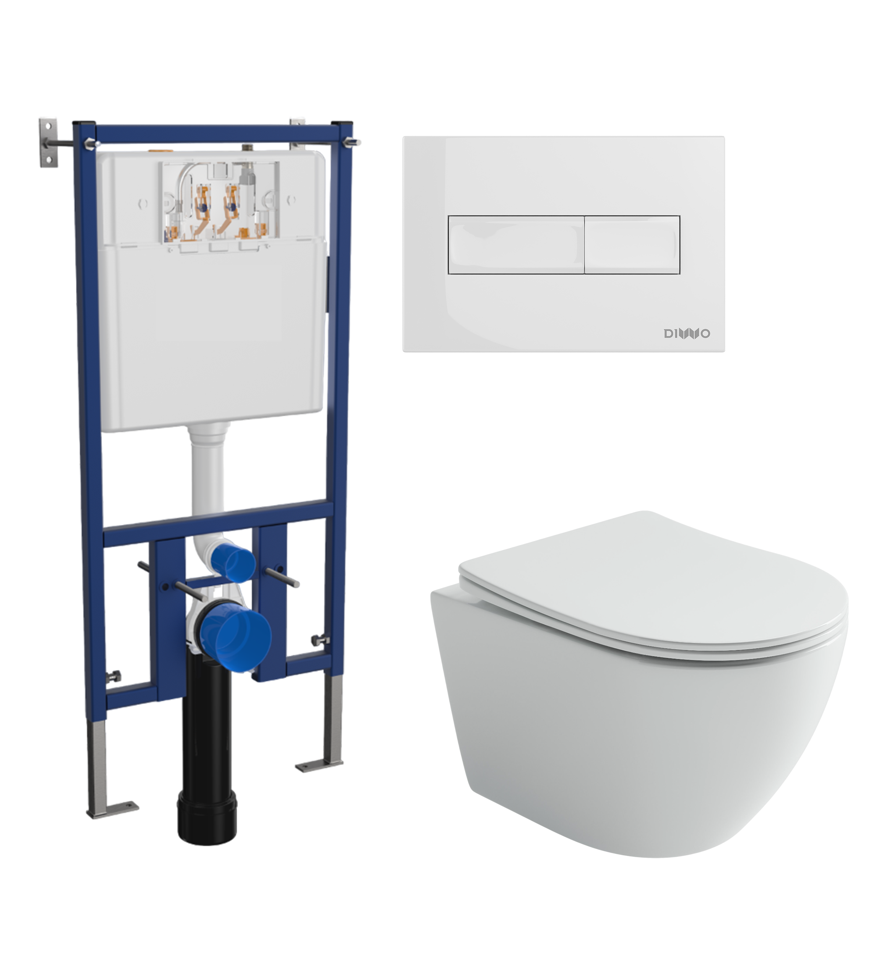 Комплект 3 в 1 Унитаз подвесной Ceramicanova Uno CN11001T + Инсталляция DIWO 4501 + Кнопка 7320