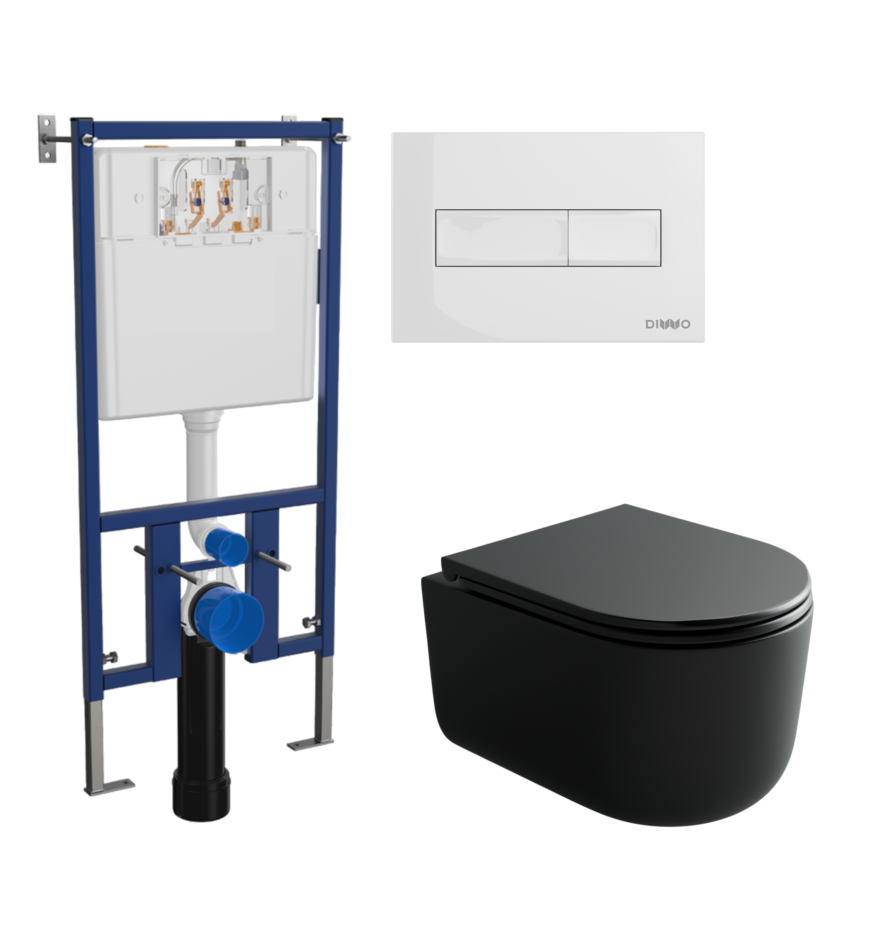 Комплект 3 в 1 Унитаз подвесной Ceramicanova Ulma CN4006TMB + Инсталляция DIWO 4501 + Кнопка 7320