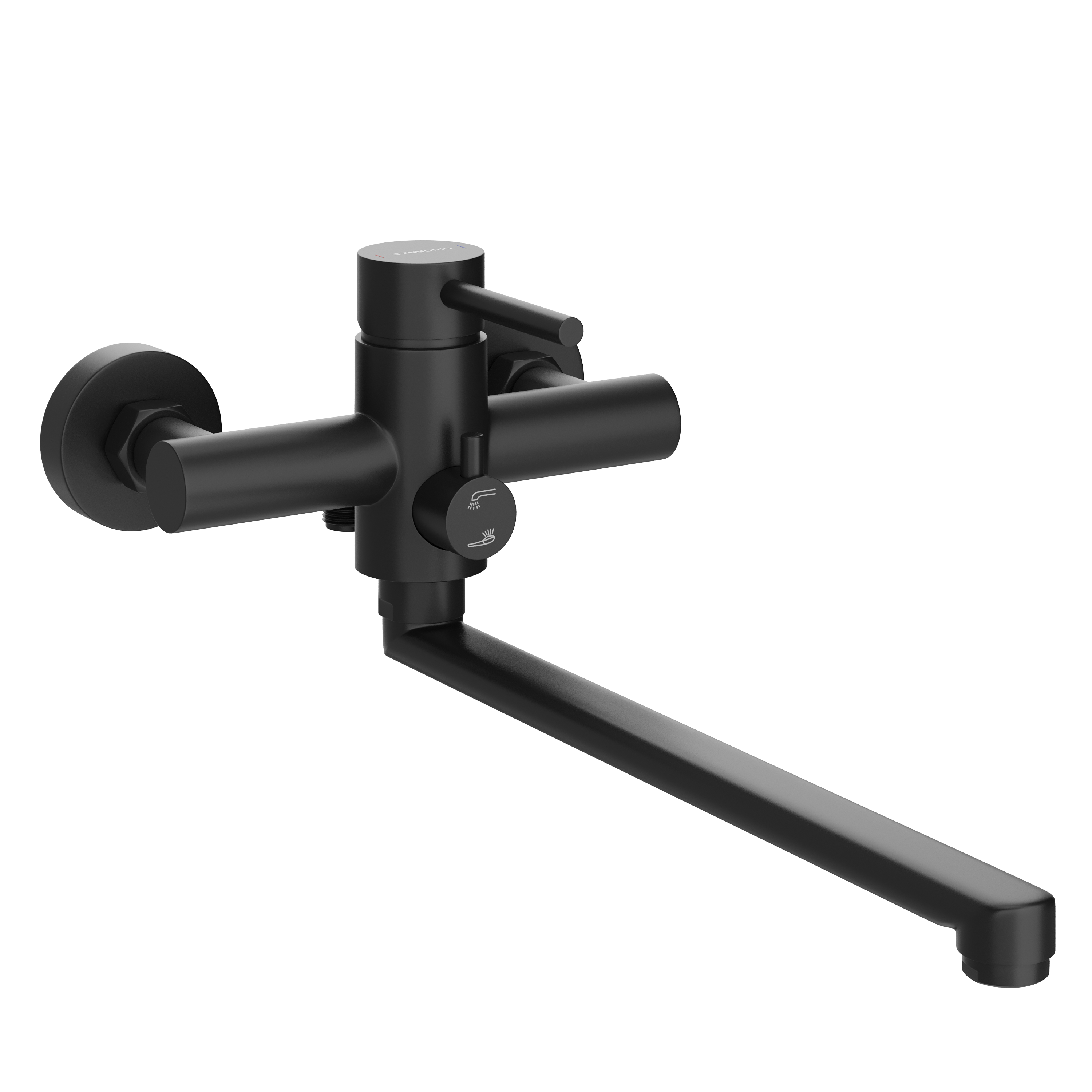 Смеситель с длинным изливом для ванны STWORKI Киркенес S45110BK матовый черный