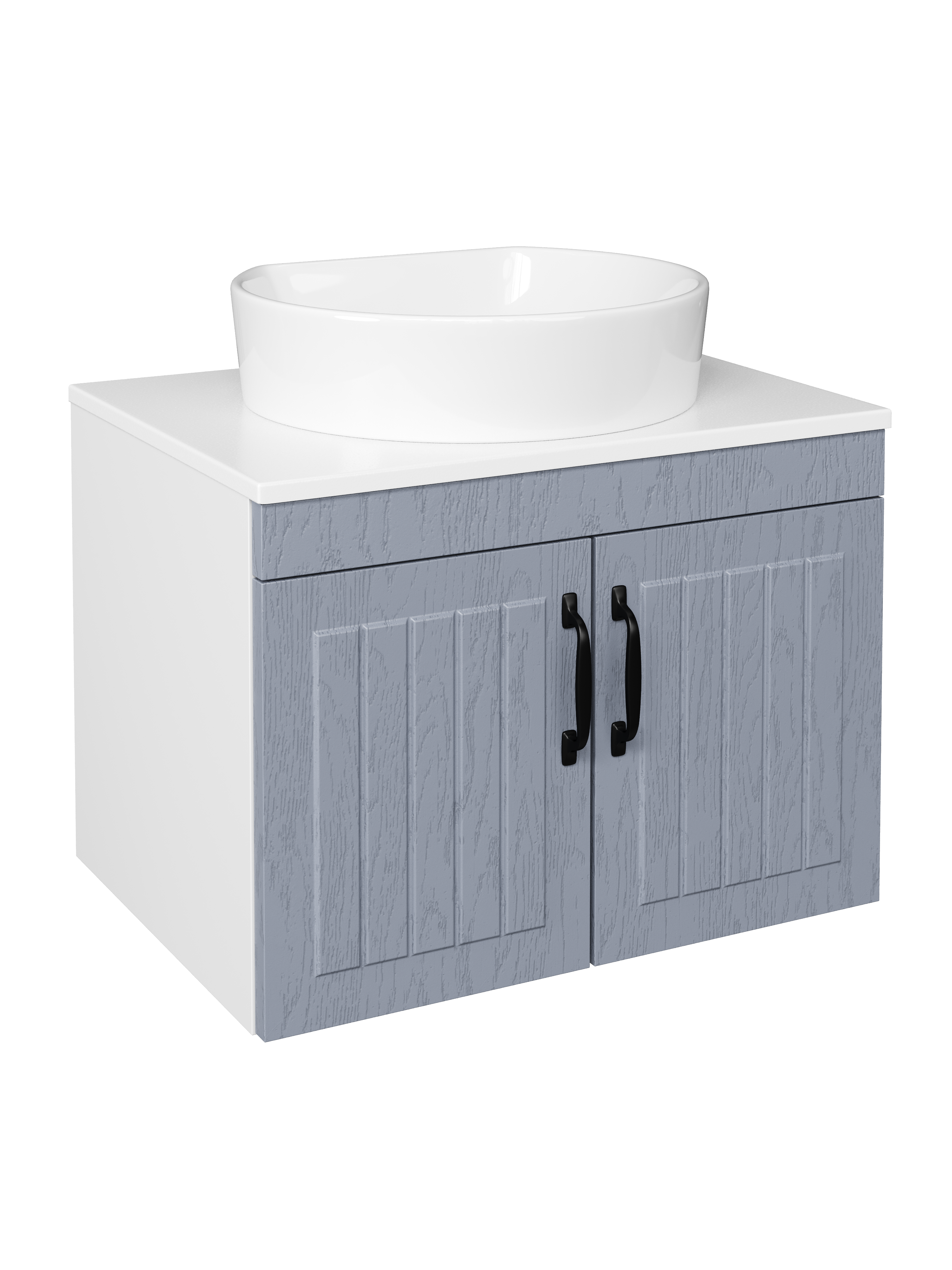 Тумба с раковиной DIWO Сочи 60 подвесная, дуб альбион, столешница глянцевая белая