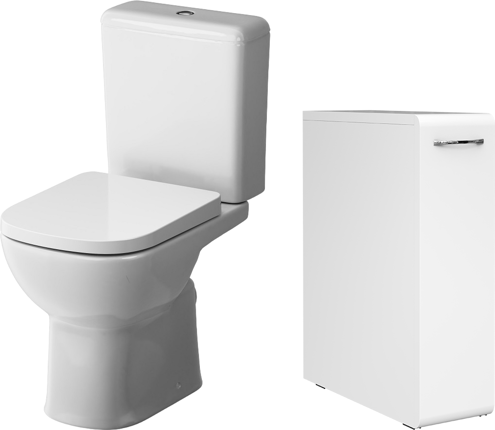 Комплект 2 в 1 Унитаз-компакт AM.PM Sunny C85C8601SC + Тумба DIWO Суздаль 19x64x50 см высокая, белая