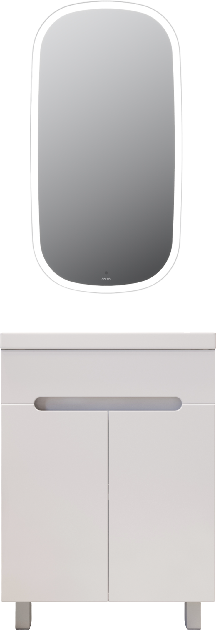 Мебель для ванной комнаты DIWO Коломна 60 напольная, глянцевая белая, зеркало AM.PM Func 45