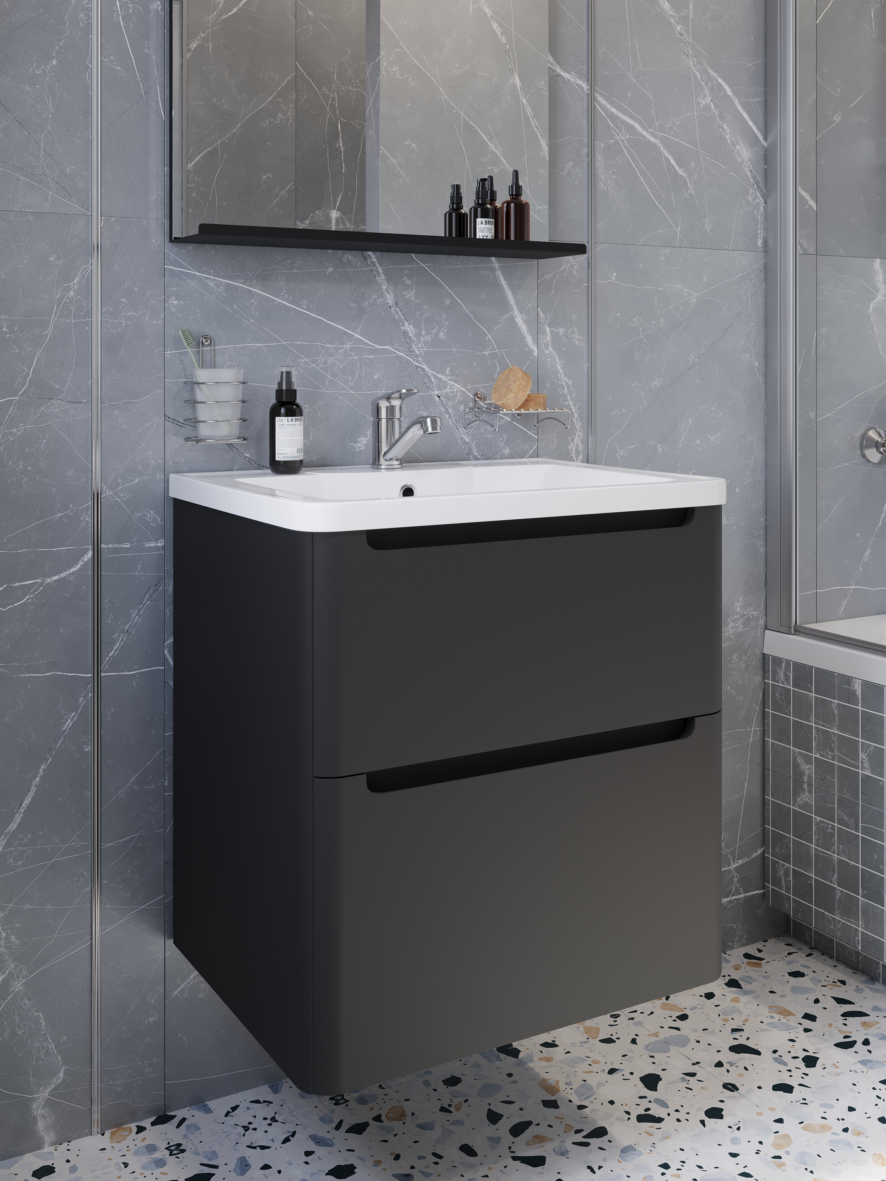 Тумба с раковиной STWORKI Монтре 60 антрацит