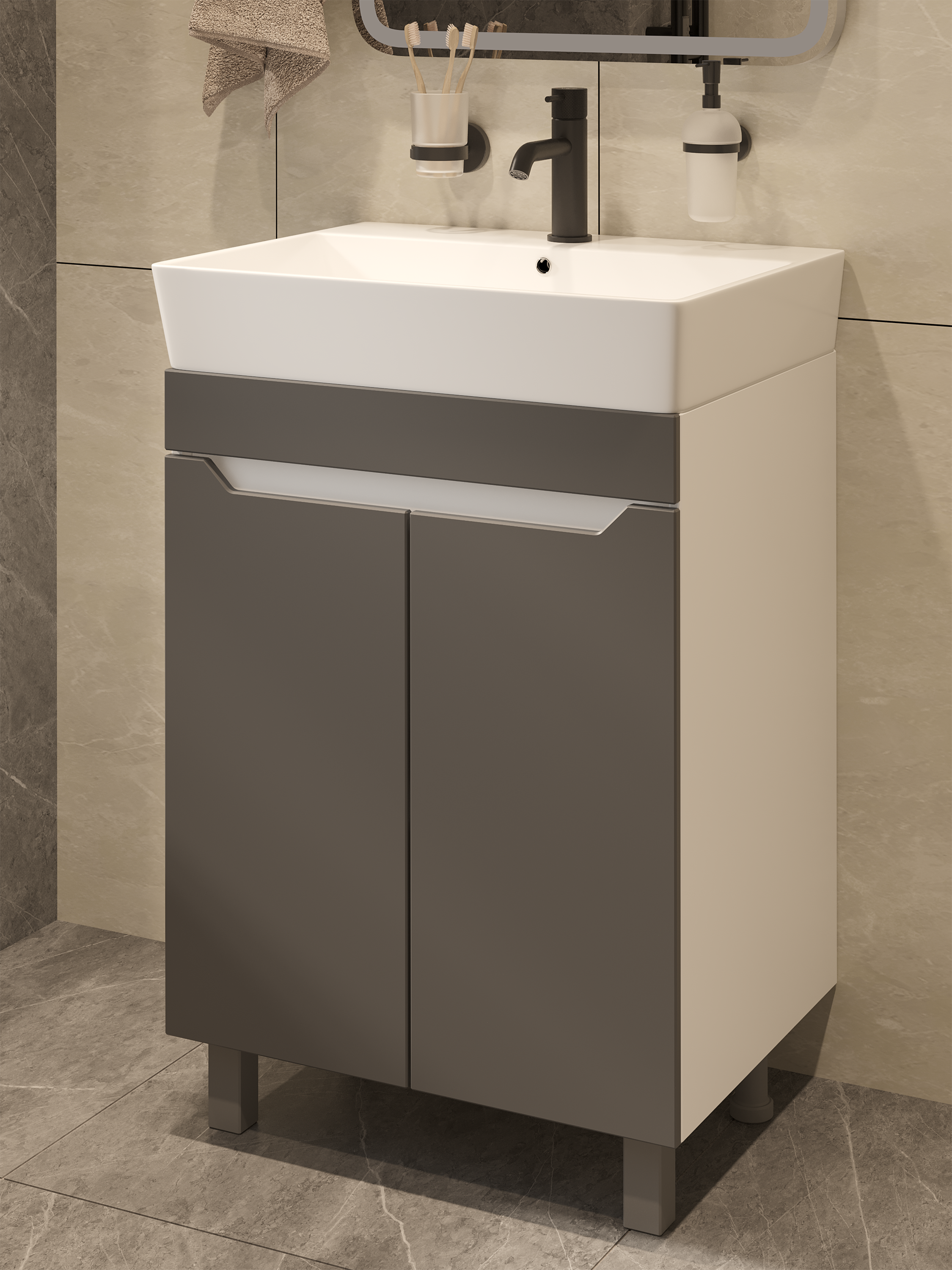 Тумба под раковину без столешницы DIWO Архангельск 60 белая, антрацит