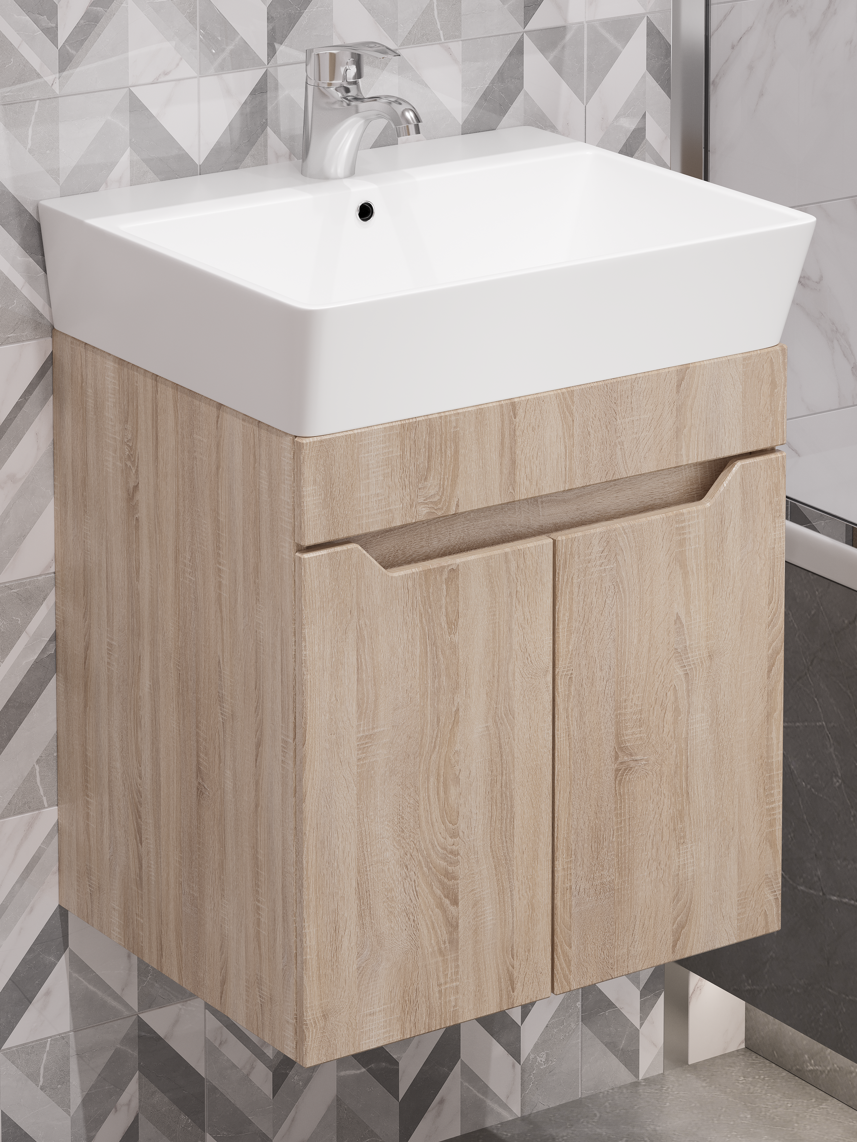 Тумба с раковиной DIWO Архангельск 50 подвесная, дуб сонома, сонома