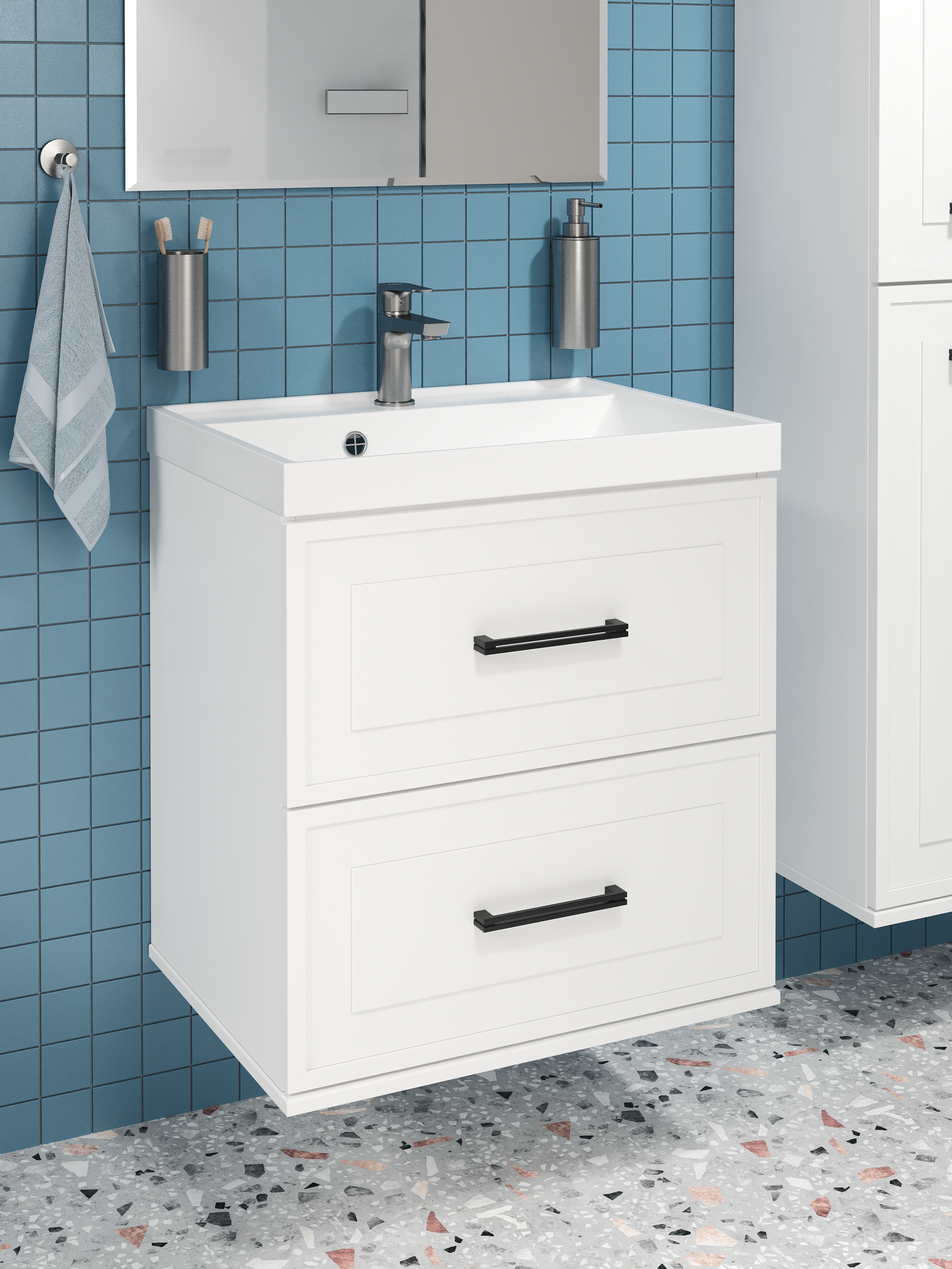 Тумба с раковиной STWORKI Хадстен 60 подвесная, белая