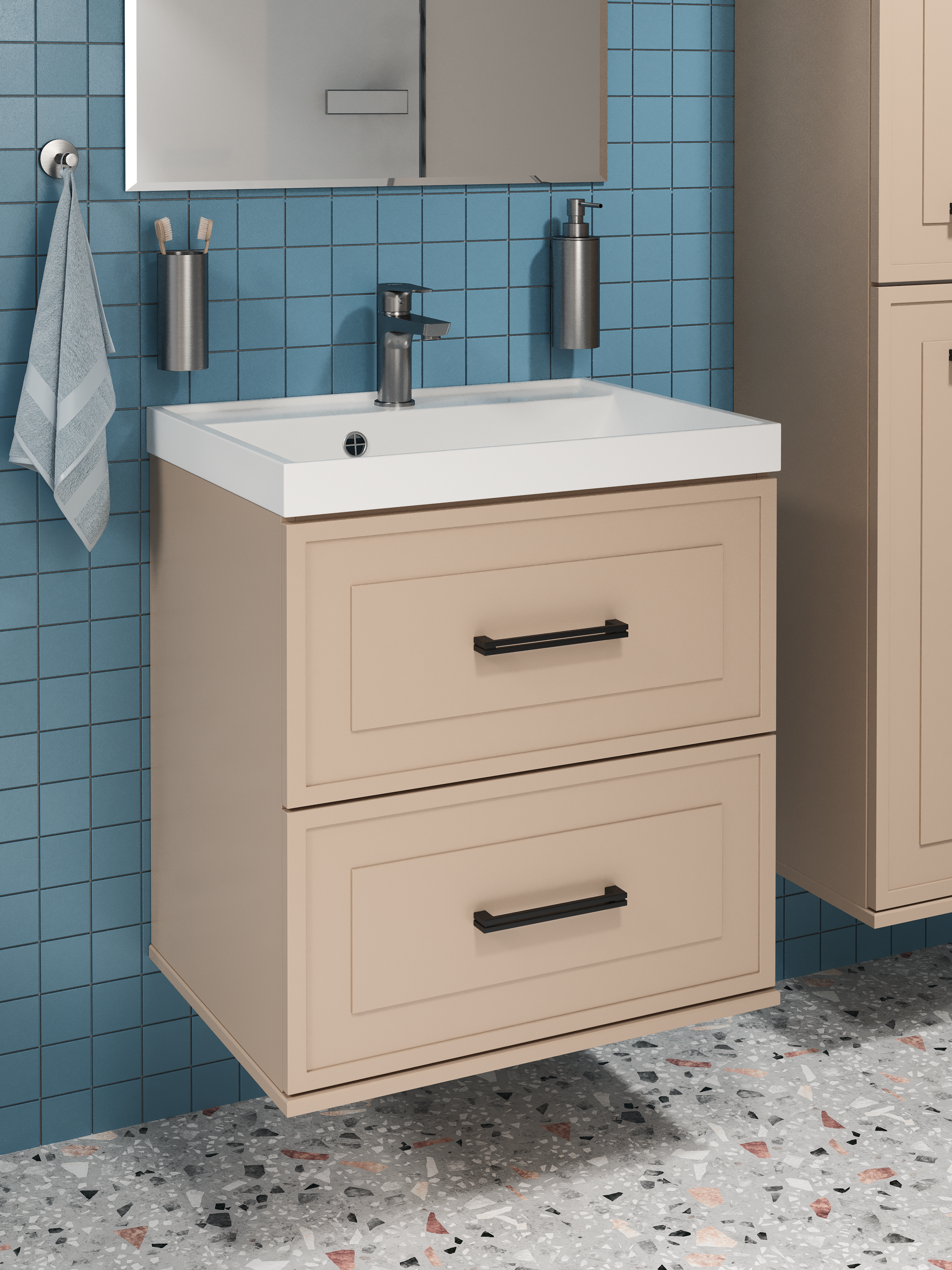 Тумба с раковиной STWORKI Хадстен 60 подвесная, латте