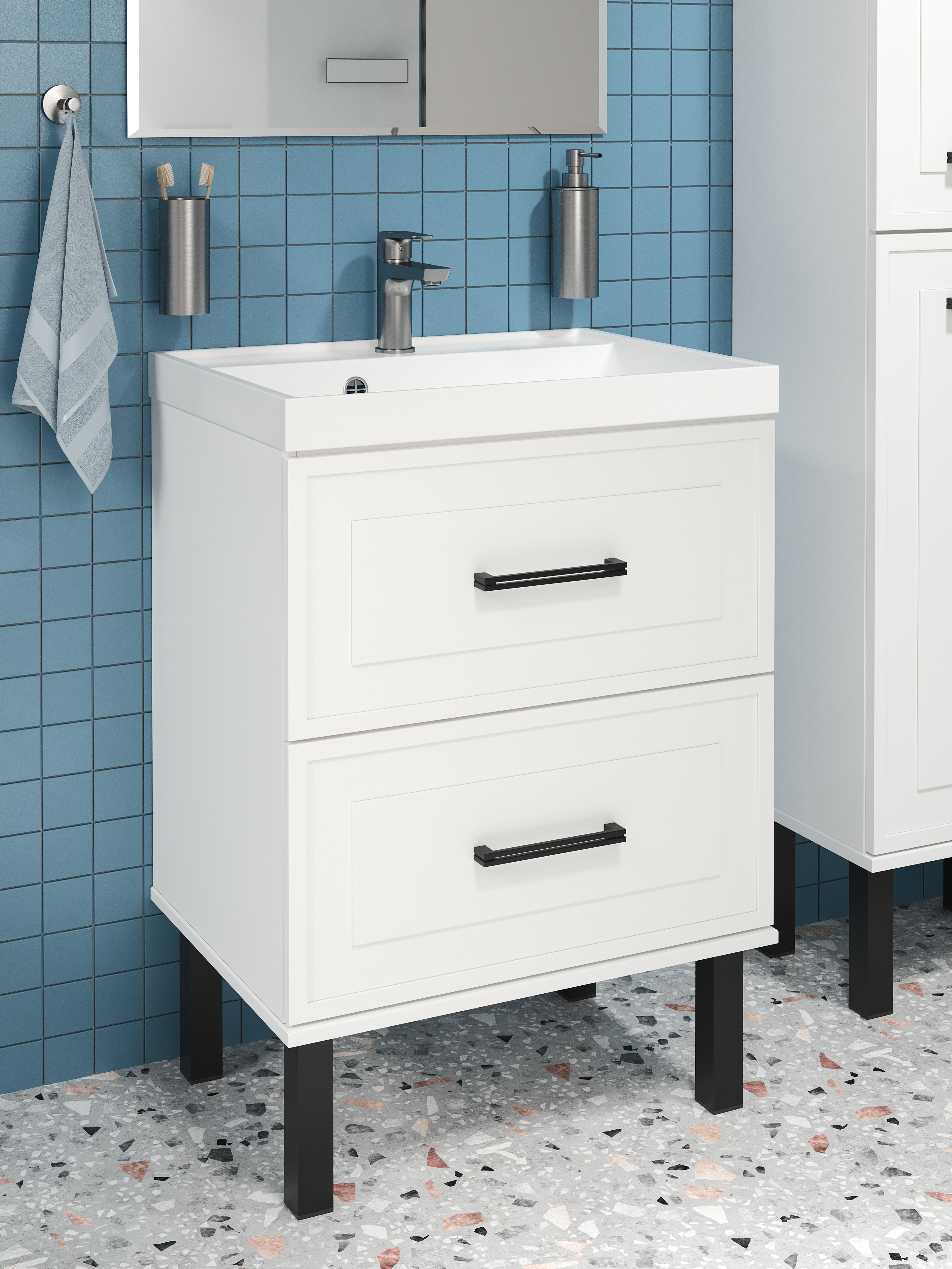 Тумба с раковиной STWORKI Хадстен 60 напольная, белая