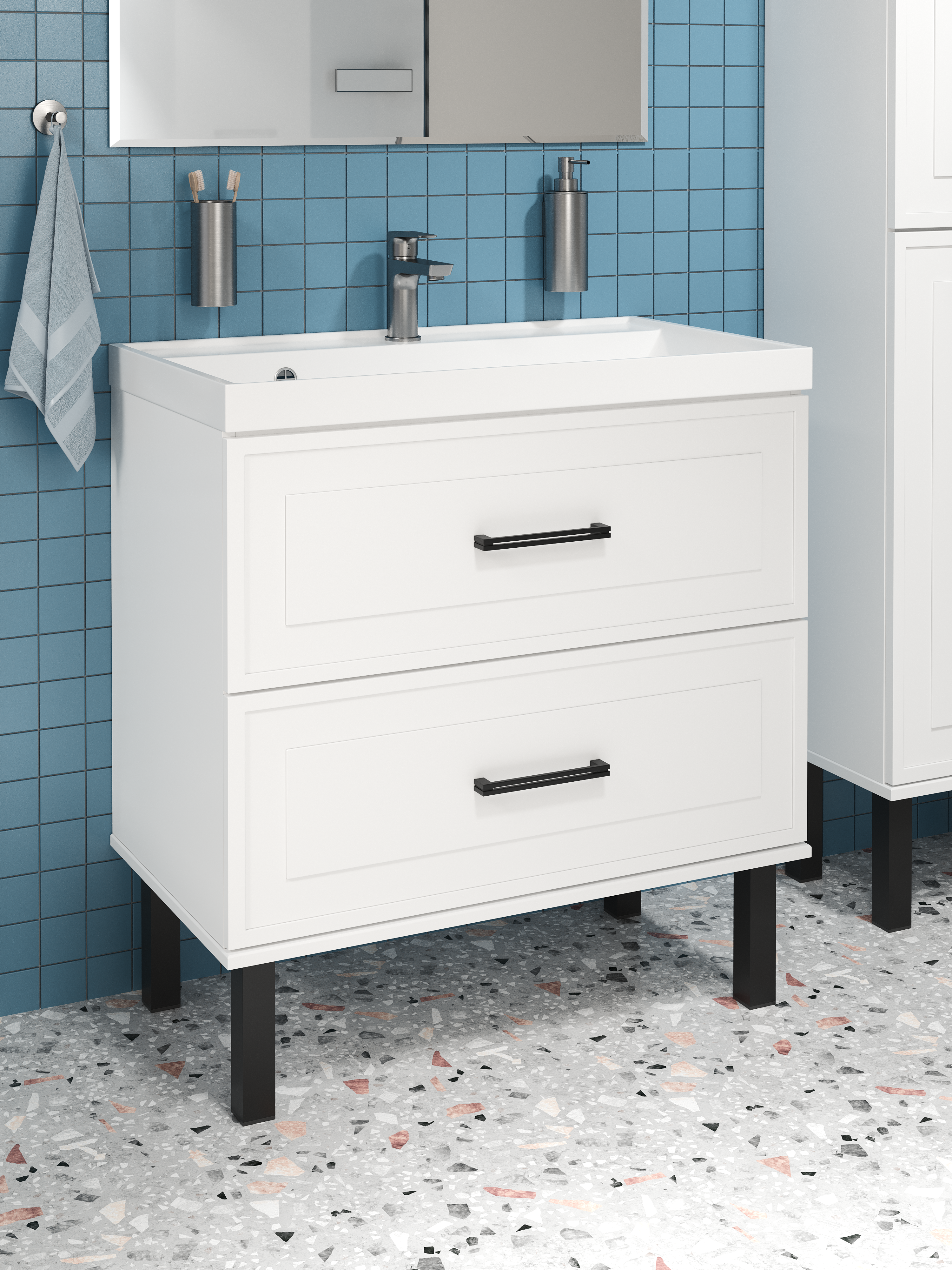 Тумба с раковиной STWORKI Хадстен 80 напольная, белая