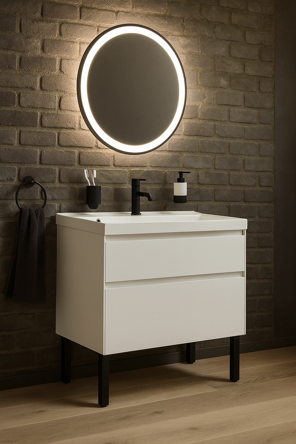 Тумба с раковиной STWORKI Родос 100 напольная, белая