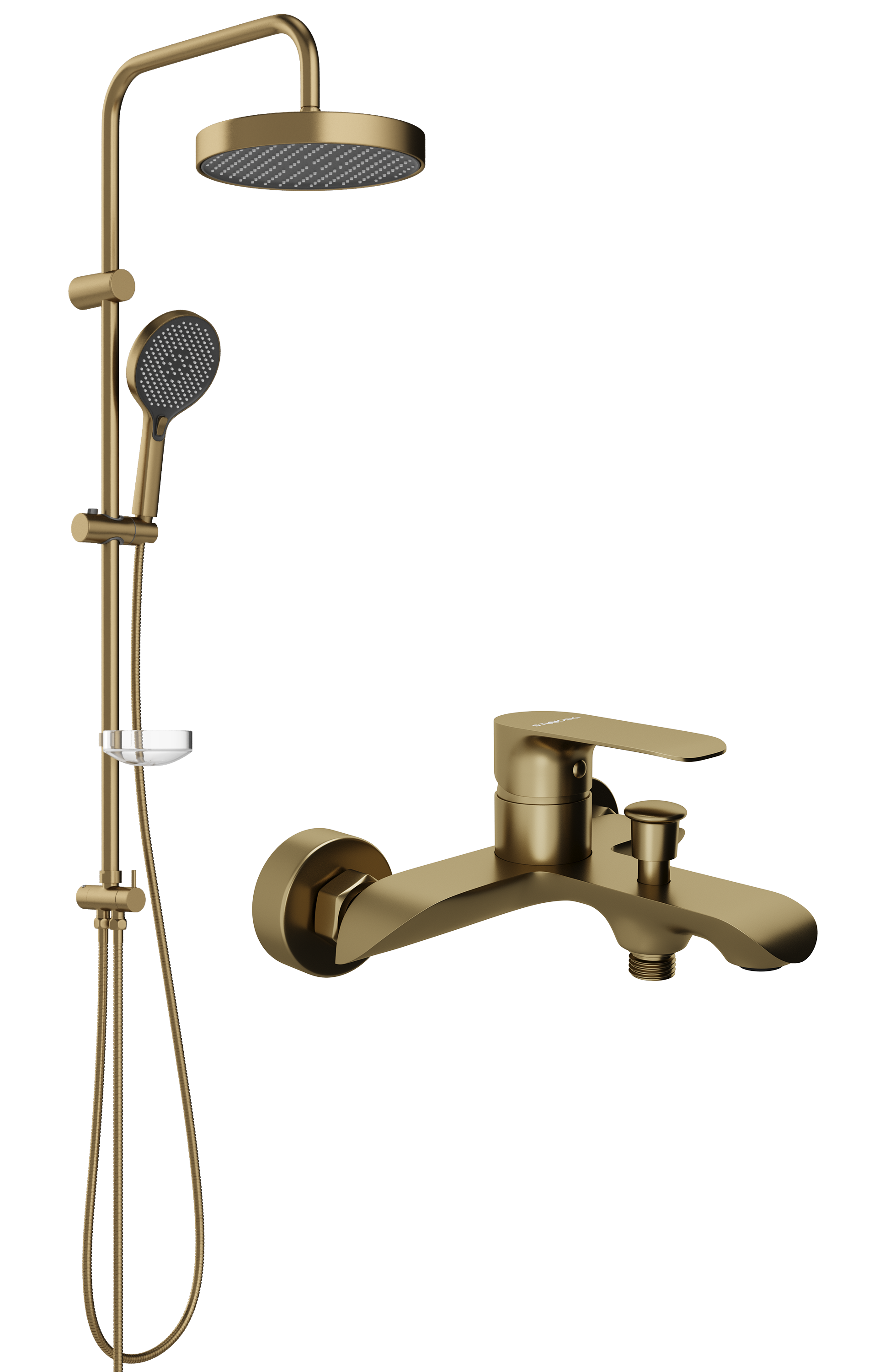 Душевая стойка STWORKI Молде S23180GM со смесителем Копенгаген S42100GM, матовое золото