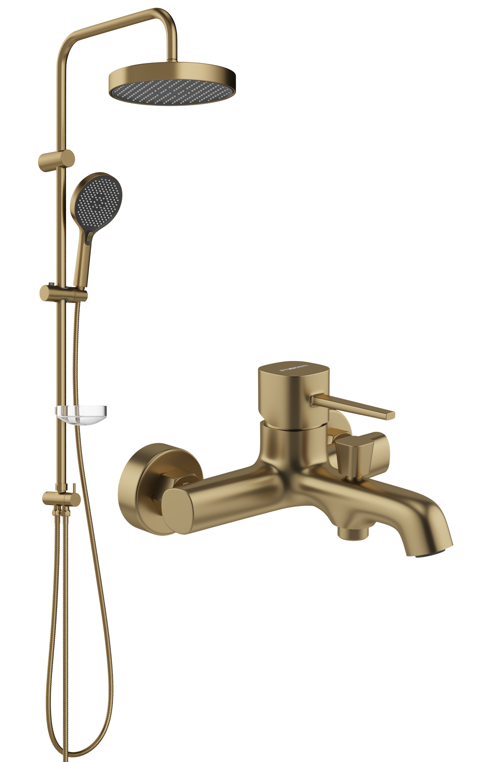 Душевая стойка STWORKI Молде S23180GM со смесителем Эстерсунд S31100GM, матовое золото