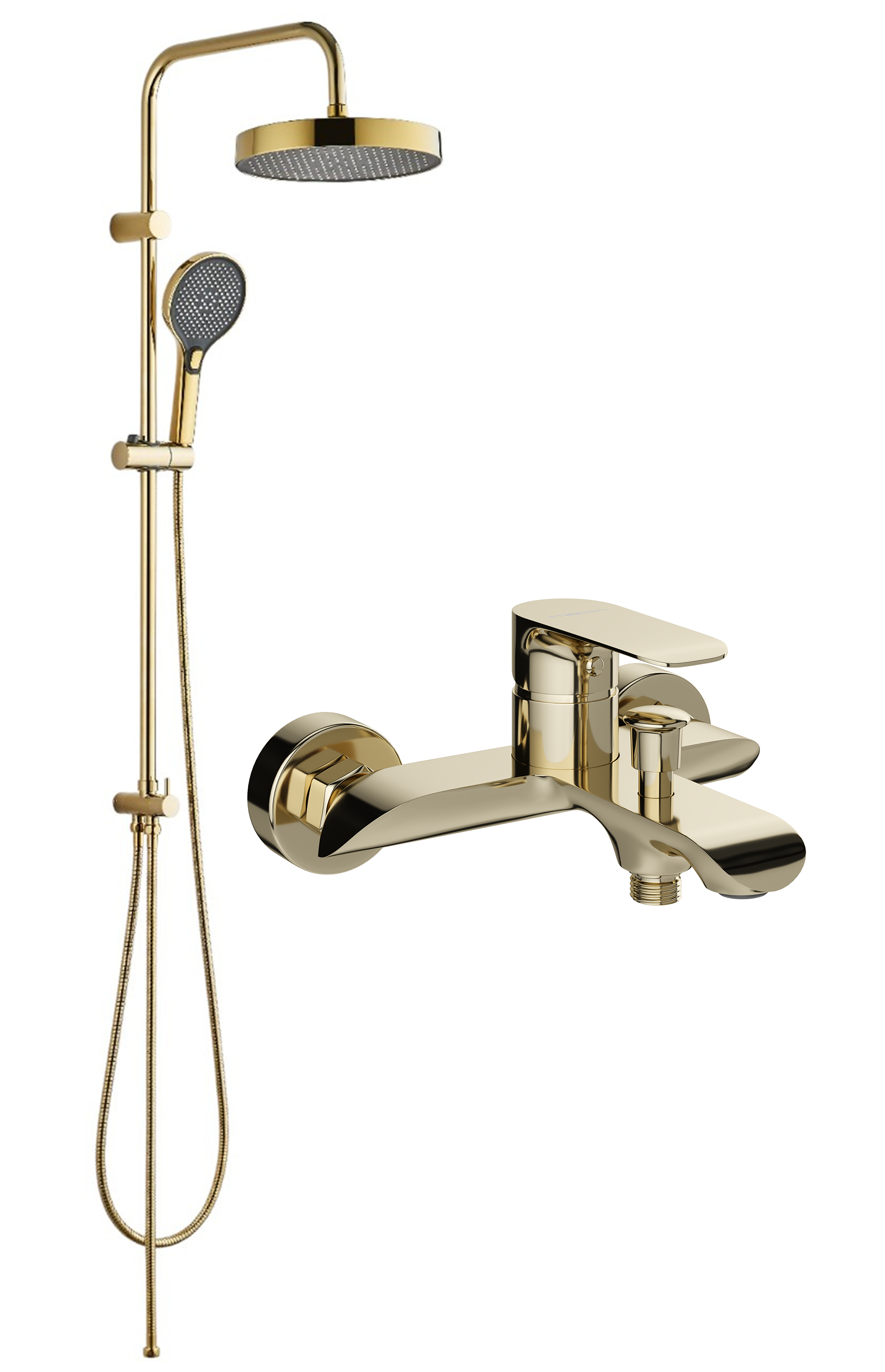 Душевая стойка STWORKI Гётеборг S23180GG со смесителем Копенгаген S42100GG, глянцевое золото